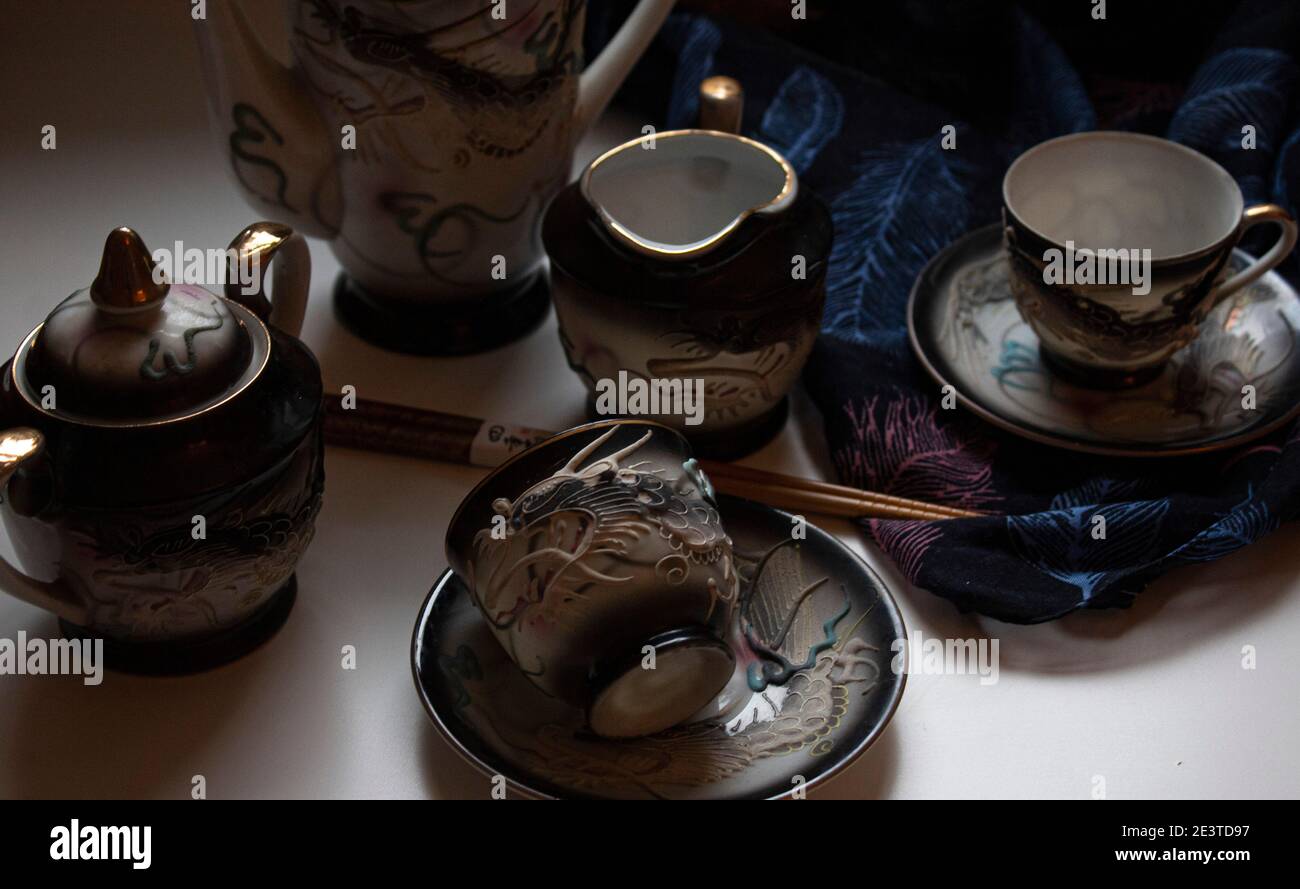 Antique Japanese Tea Set Stock Photo