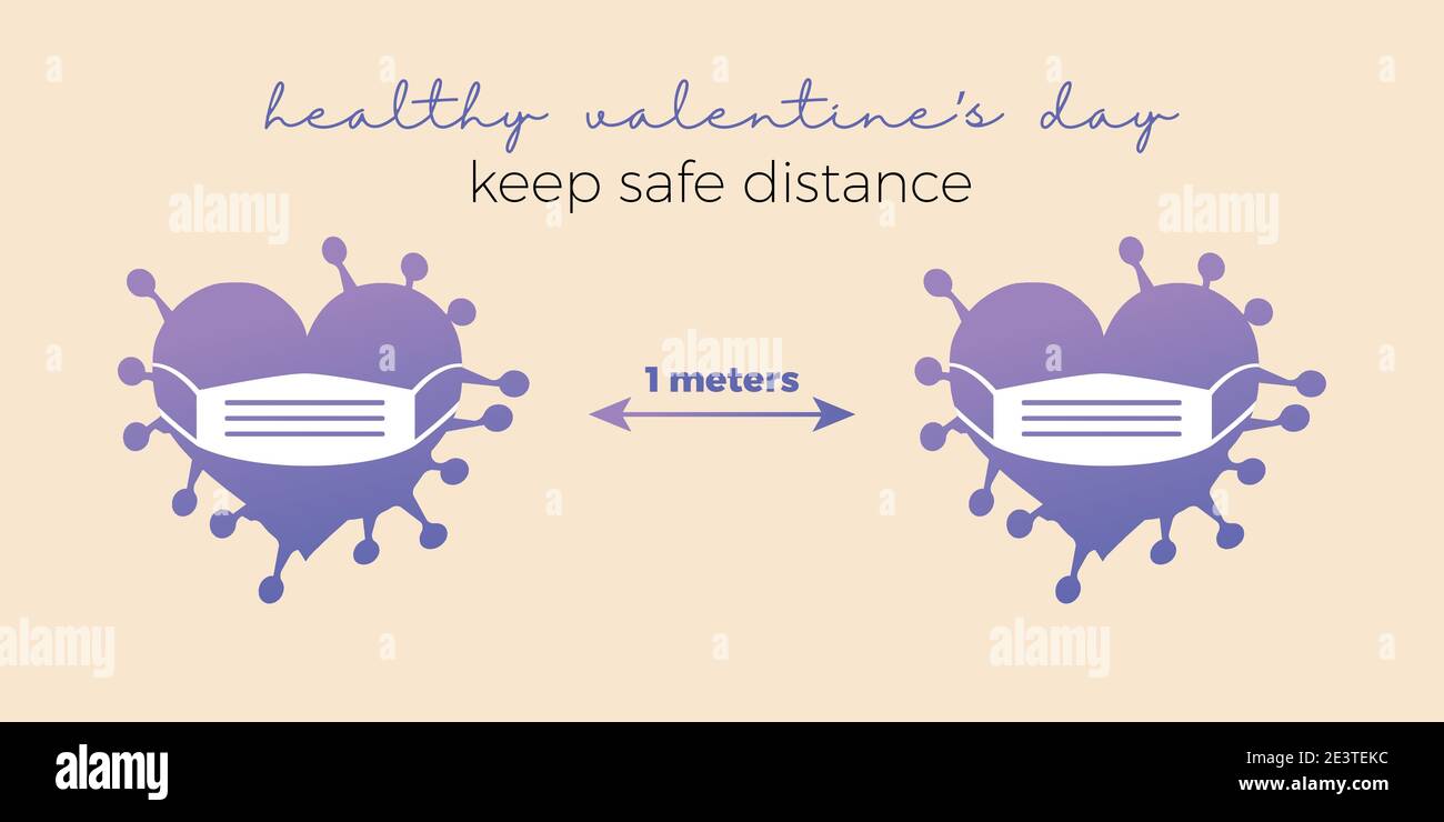 Keep a safe distance while celebrating Valentine's Day. Stock Vector
