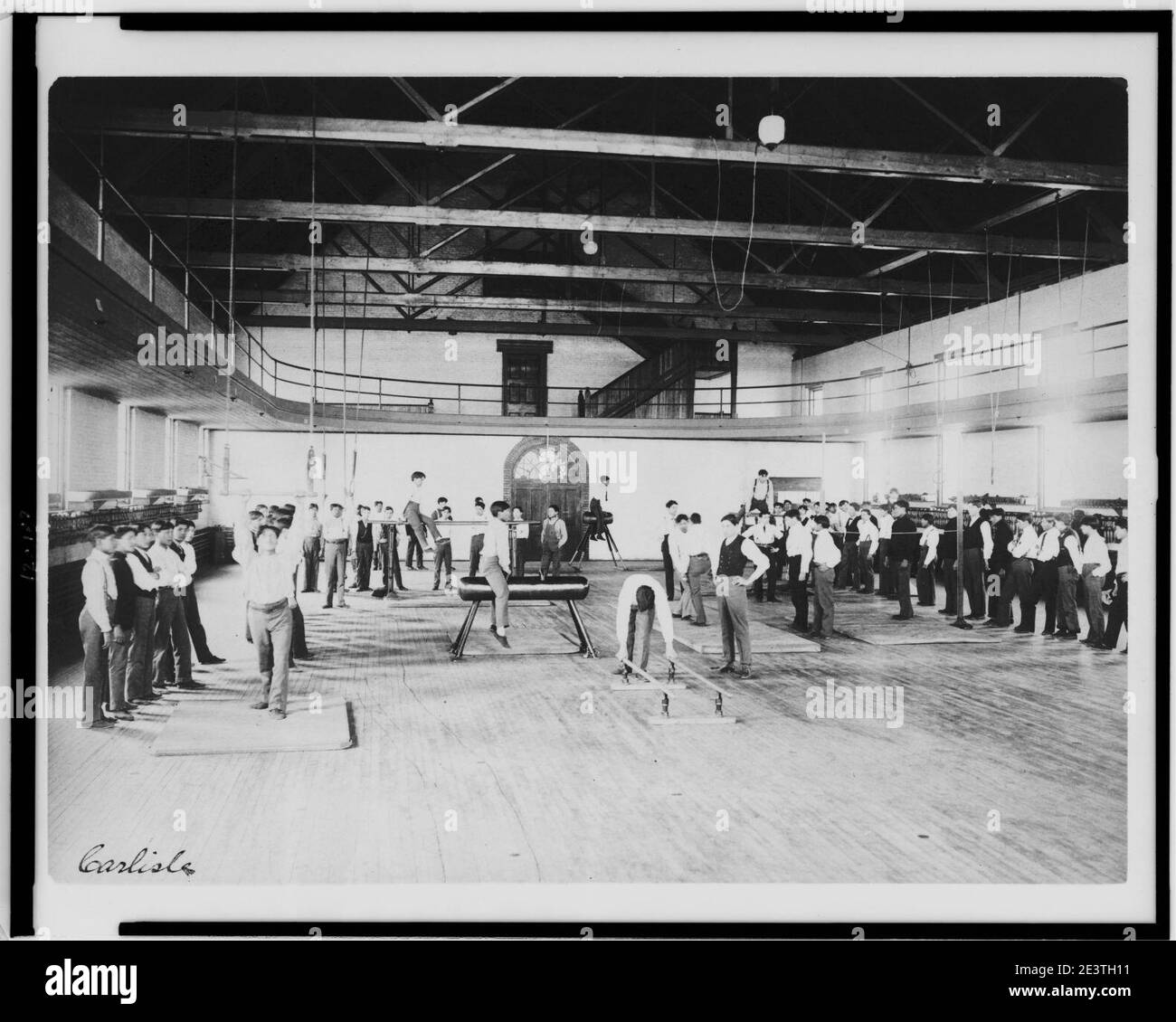Male Native American students in physical education class, Carlisle