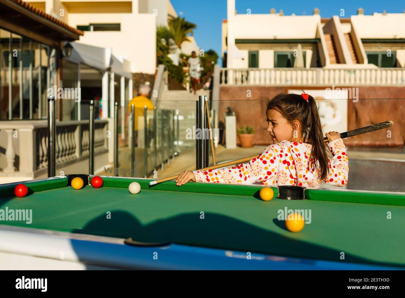 pool table near the sea, family plays billiards Stock Photo Alamy