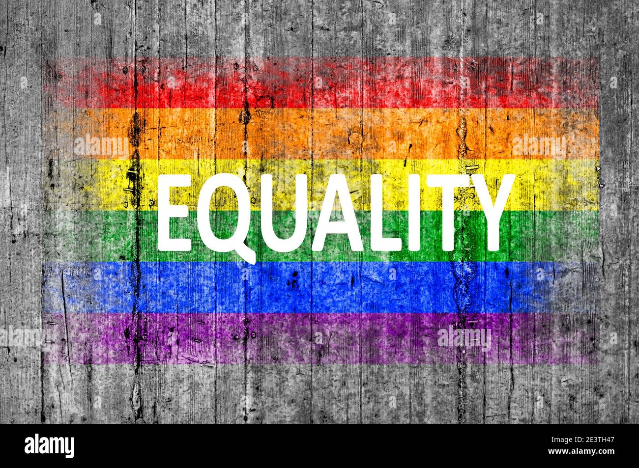 Equality and LGBT flag painted on background texture gray concrete Stock Photo