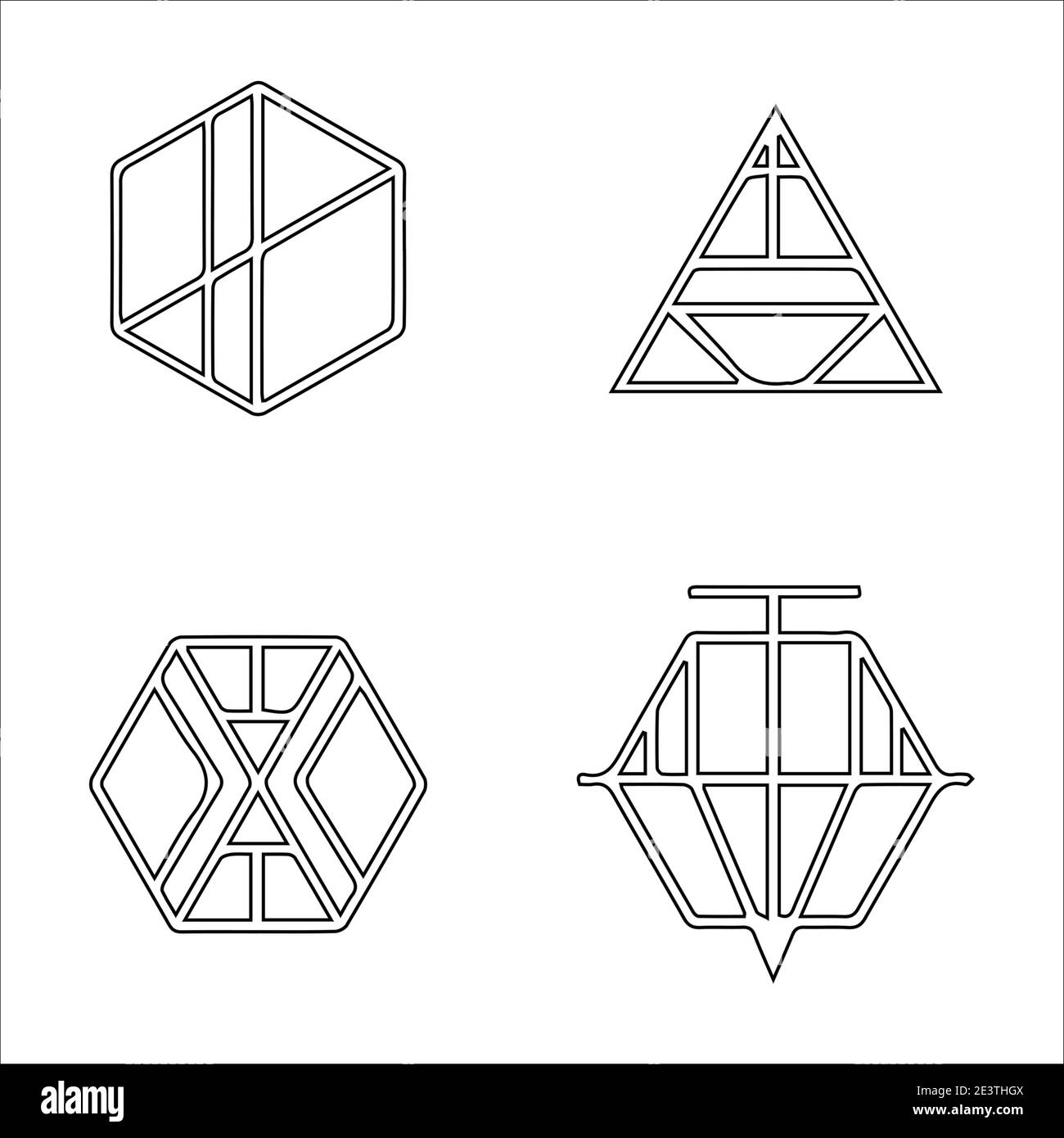 Vector abstract hexagon set Black and White Stock Photos & Images - Alamy