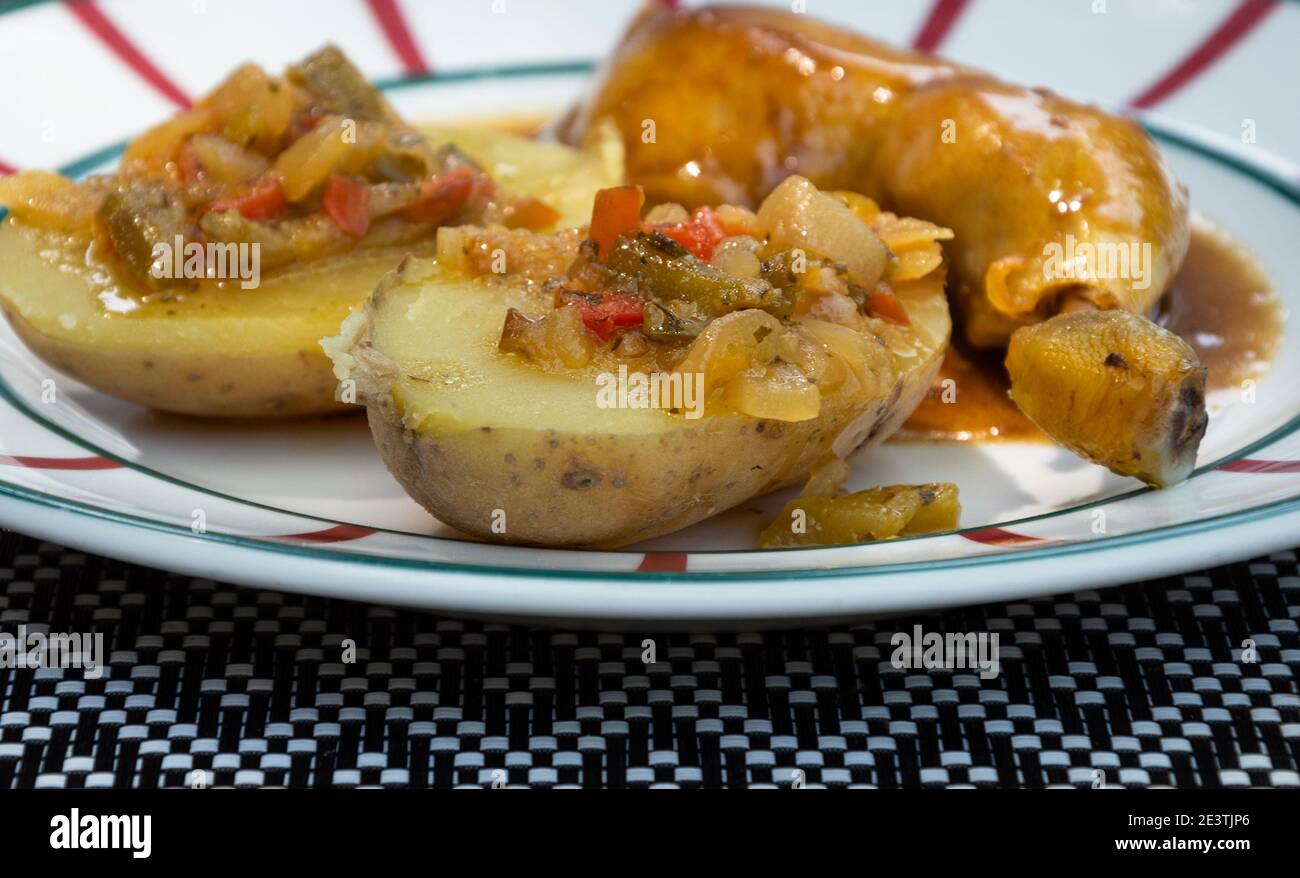 Gourmet typical dish at traditional French Basque country restaurant ...