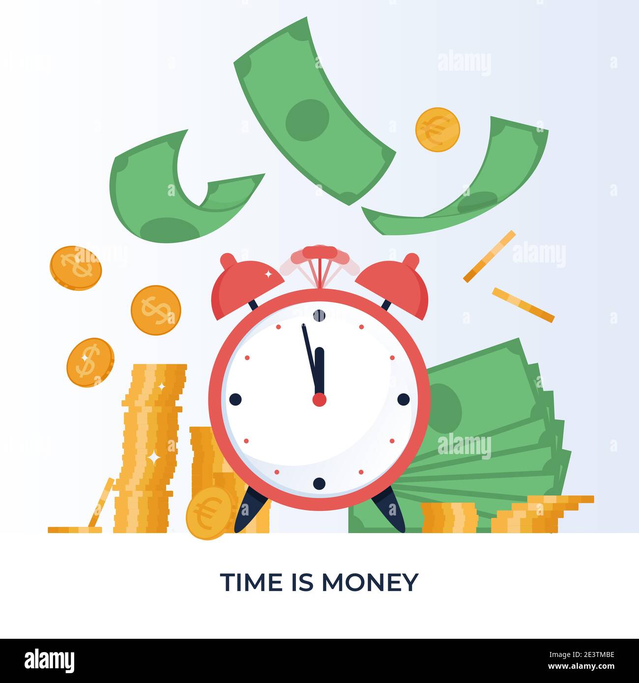 Time is money concept. Financial investments, income increase, budget management, savings account. Vector illustration in flat style Stock Vector