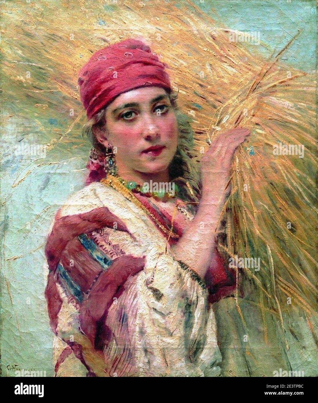 Makovsky Girl with a sheaf Stock