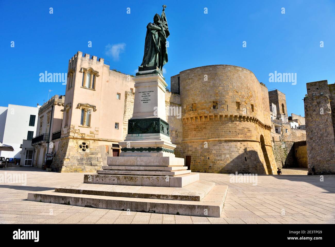 monument dedicated to the heroes and martyrs of Otranto and a glimpse of the historical  Otranto Salento Italy Stock Photo