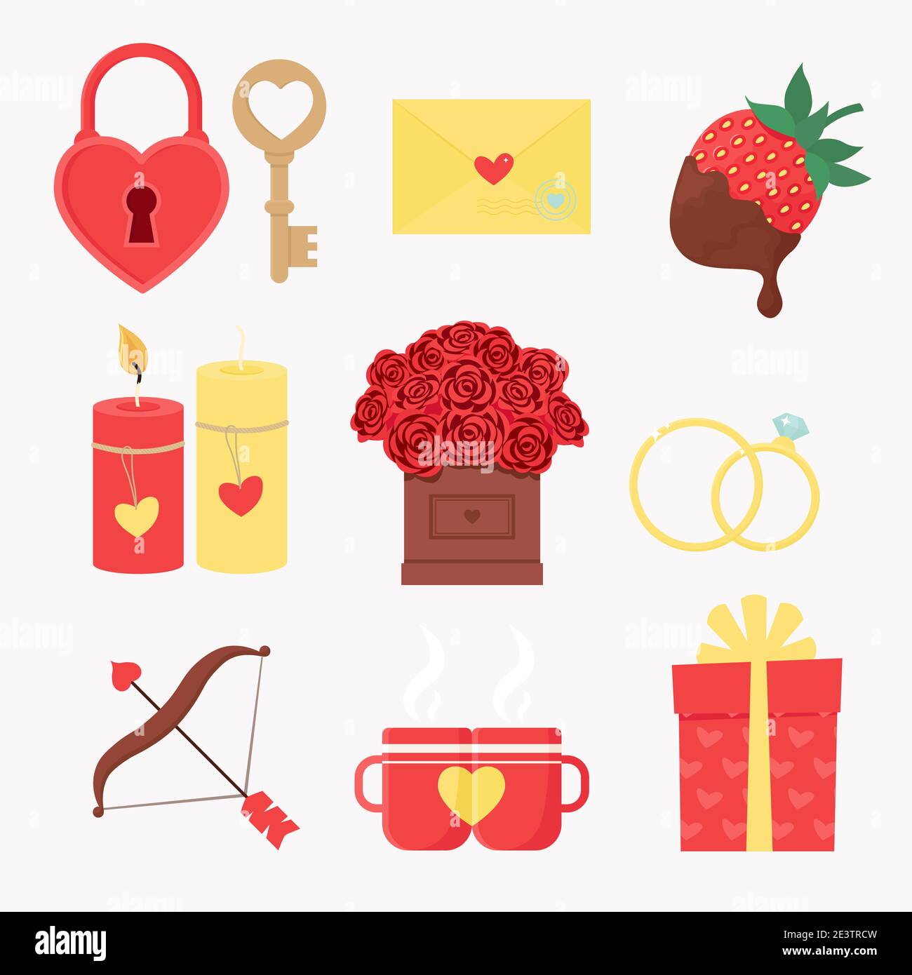 Set of elements for Valentine's day. Vector illustration in cartoon ...