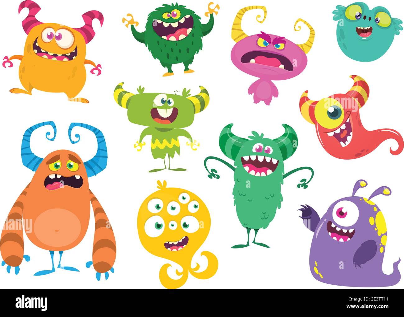 Cute cartoon Monsters. Set of cartoon monsters: goblin or troll ...