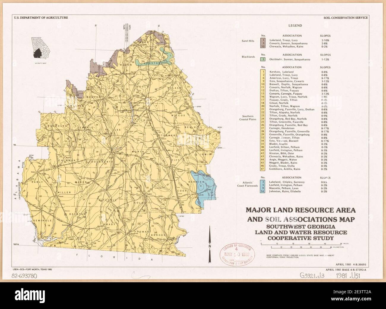 Major land resource area and soil associations map, southwest