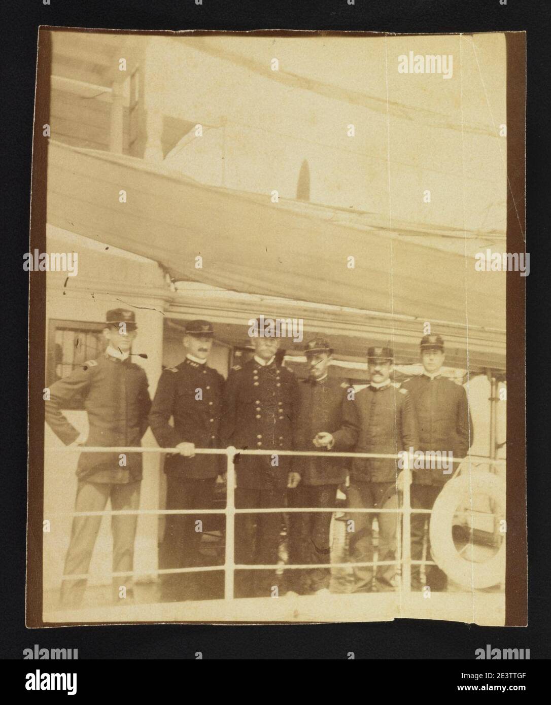 Major General Henry Ware Lawton and staff standing on ship Stock Photo ...