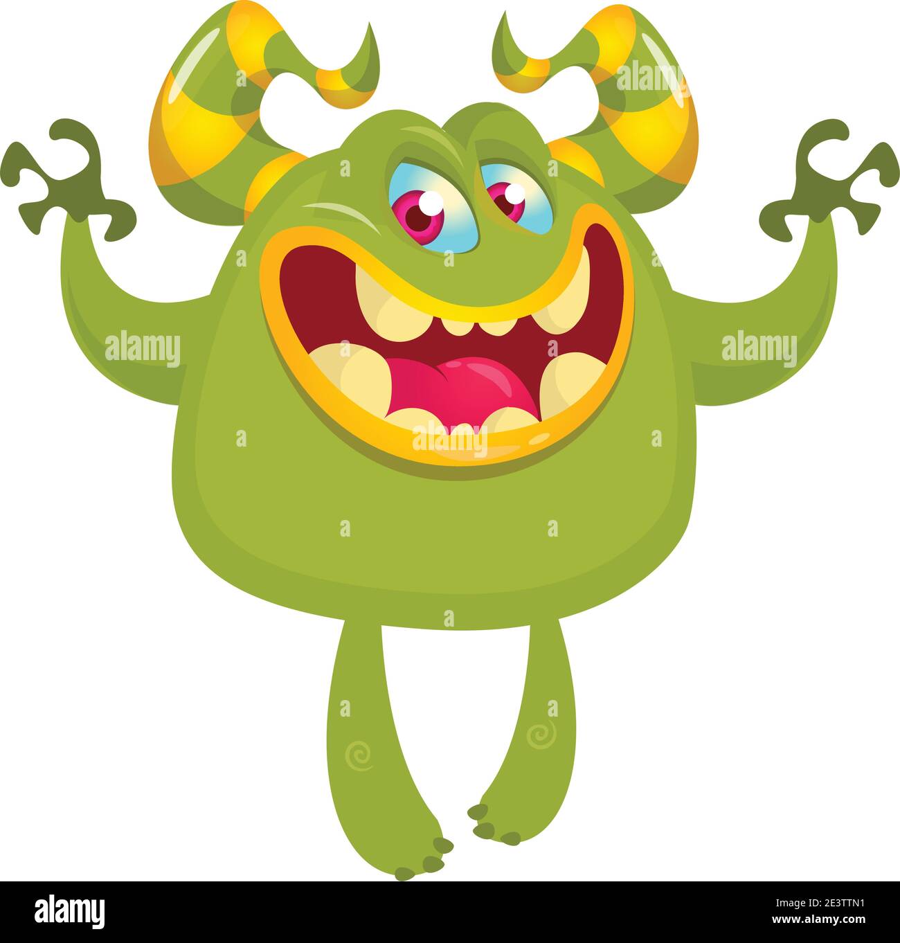 Funny cartoon monster. Vector illustration of cute monster character ...