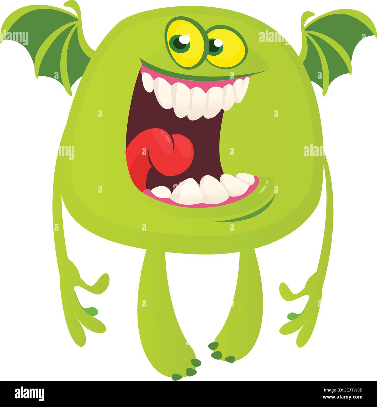 Cute cartoon monster smiling. Vector illustration of funny monster Stock Vector