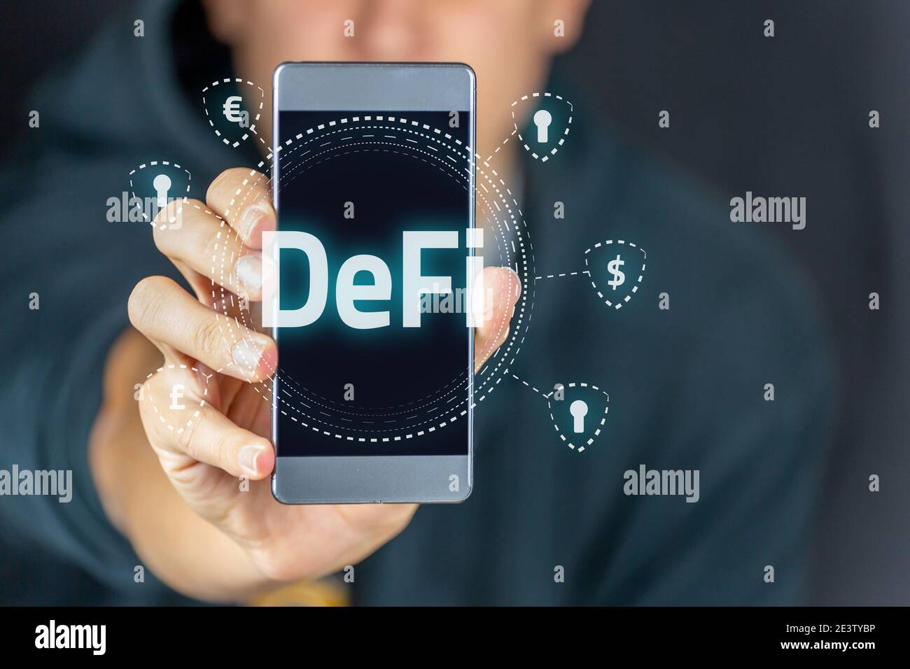 DeFi Decentralized Finance on Ethereum blockchain technology with  cryptocurrency applications Stock Photo - Alamy