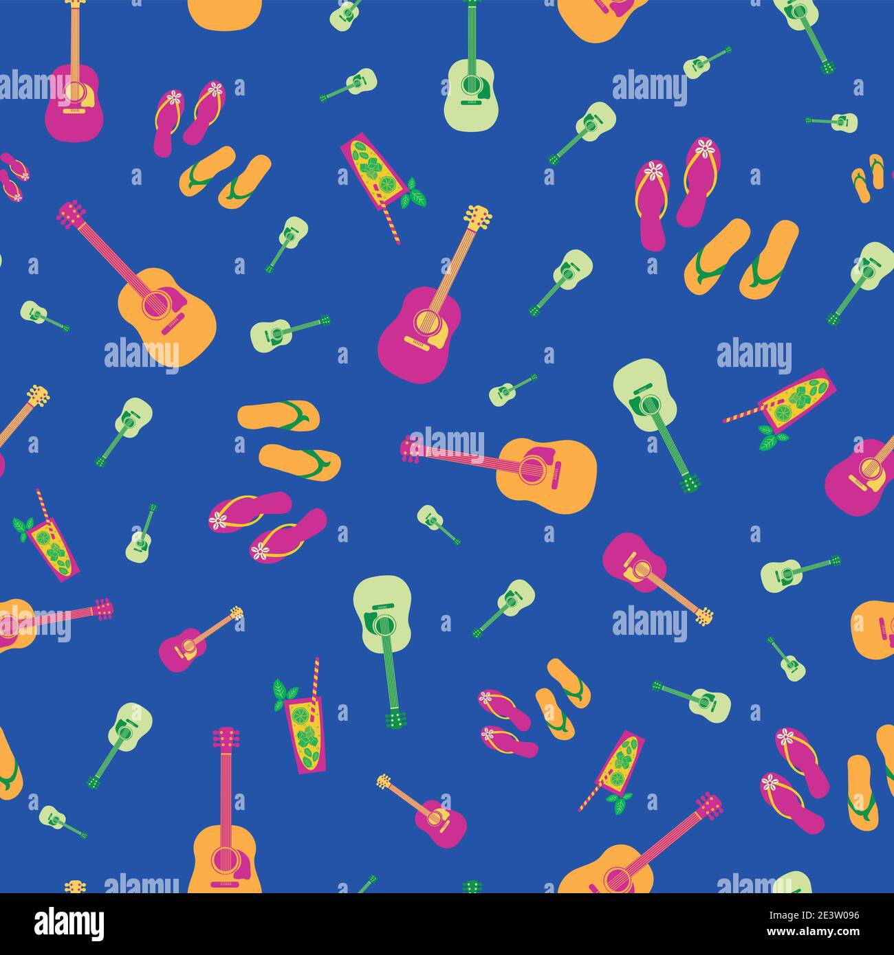 Beach party vector seamless pattern background. Tropical backdrop with ...