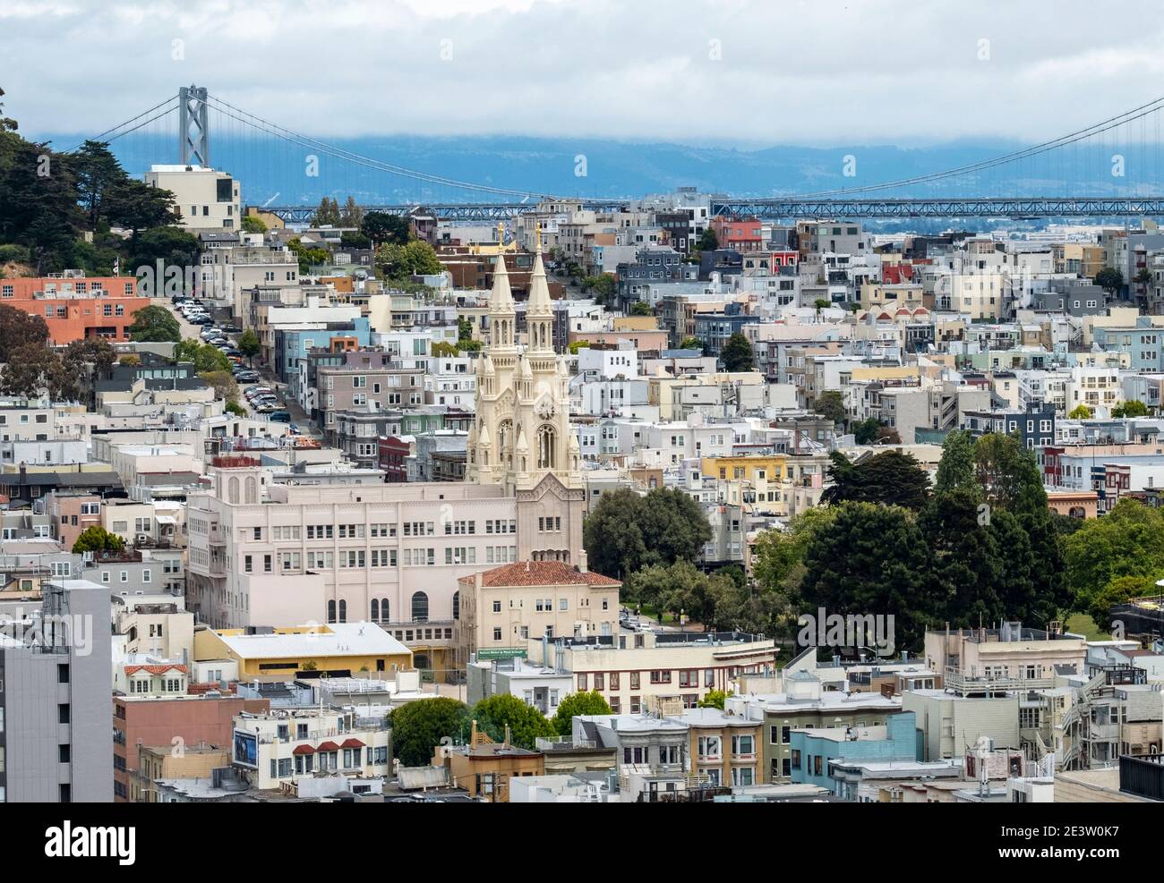 A view off the Saints Peter and Paul Church in the North Beach district of San Francisco, California, USA Stock Photo