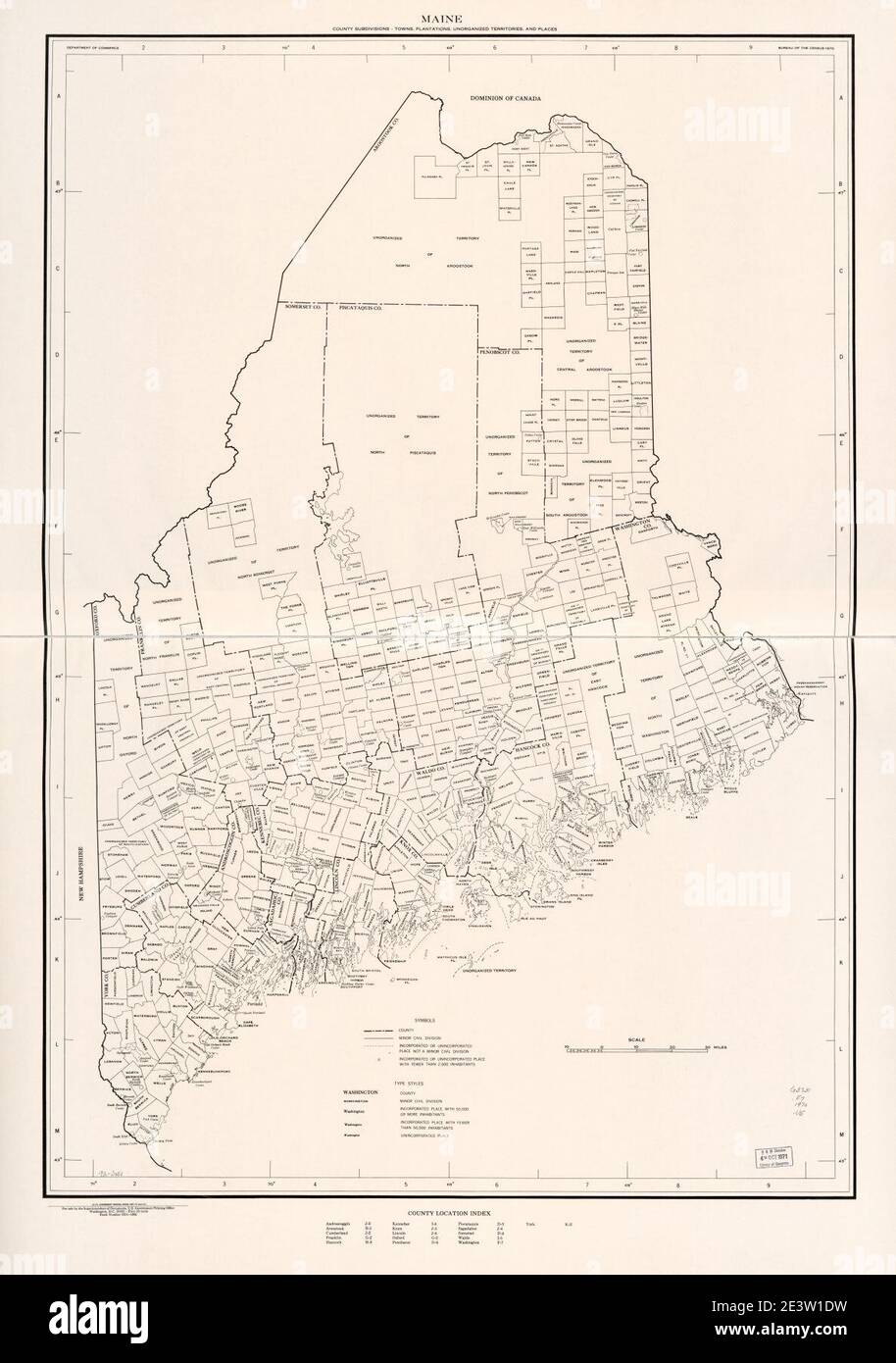 Maine; county subdivisions, towns, plantations, territories