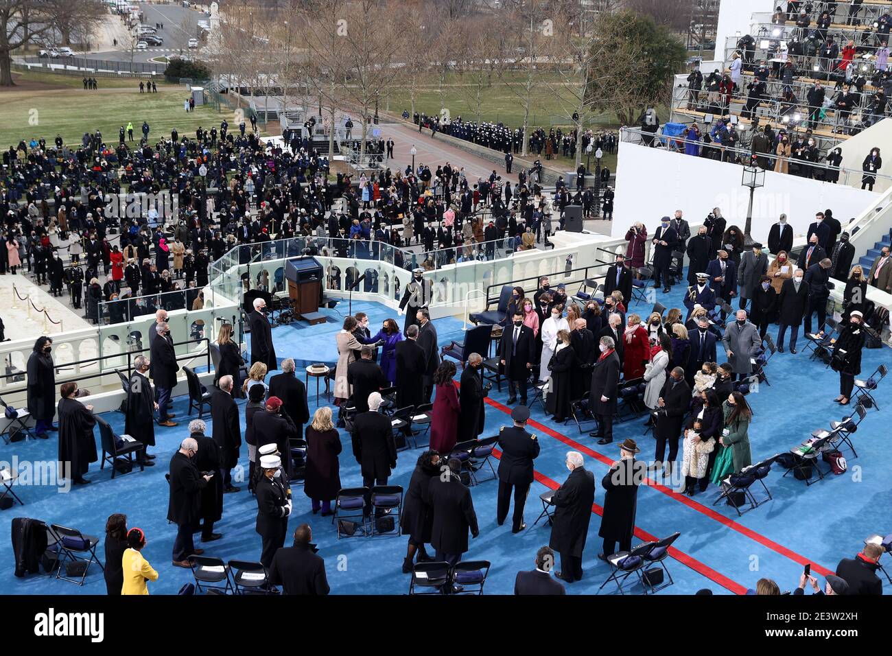 Washington, DC, USA. 20th Jan, 2021. Guests attend the inauguration of U.S. President-elect Joe Biden on the West Front of the U.S. Capitol on January 20, 2021 in Washington, DC. During today's inauguration ceremony Joe Biden becomes the 46th president of the United States. ( Credit: Tasos Katopodis/Getty Images)/Media Punch/Alamy Live News Stock Photo