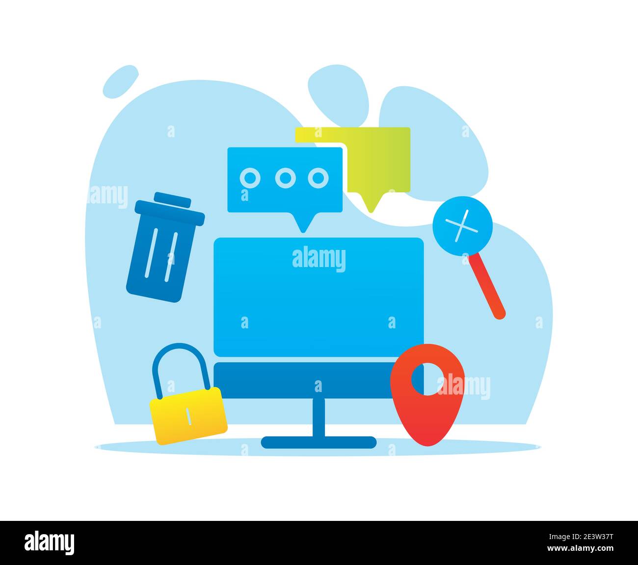 bundle of six social media marketing set icons vector illustration ...