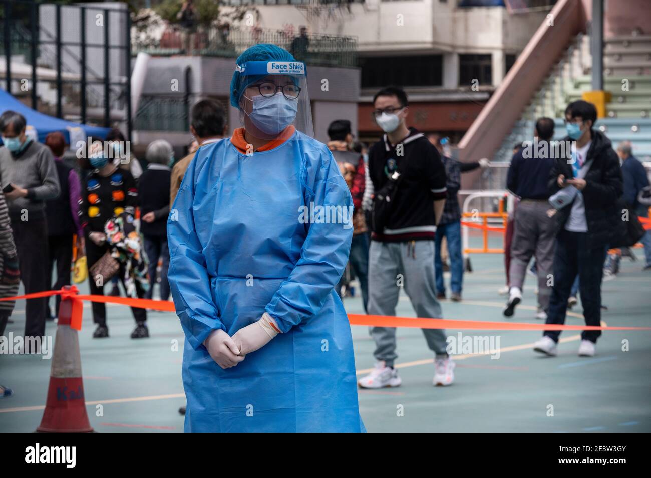 A health worker wearing a personal protective equipment (PPE) seen at a