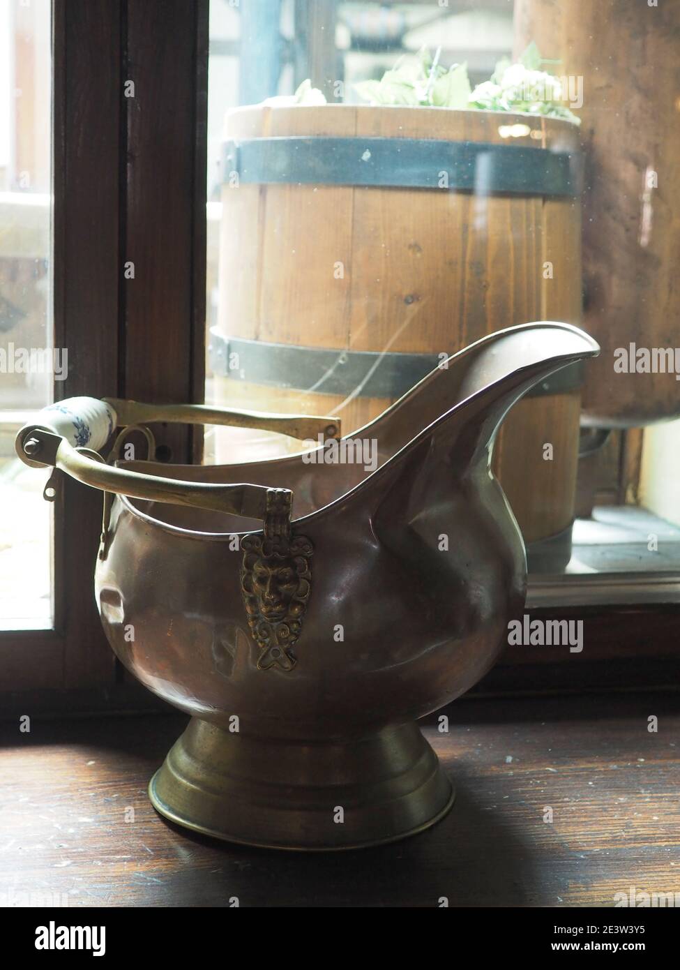 Old vintage iron beer mug. Beer jug. Stock Photo