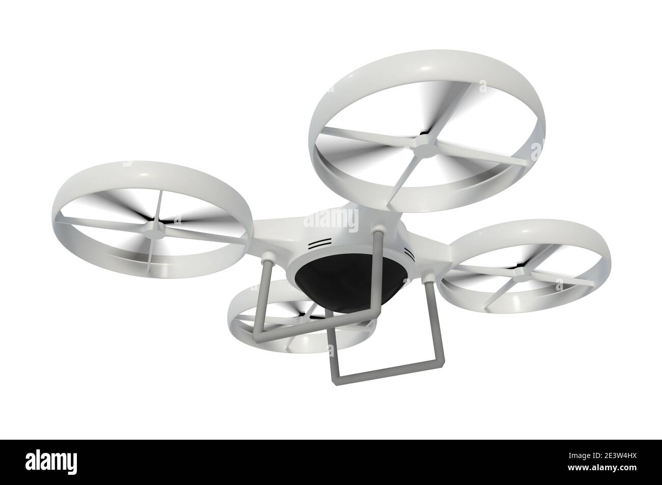 Flying drone isolated on white background. 3D rendered illustration ...
