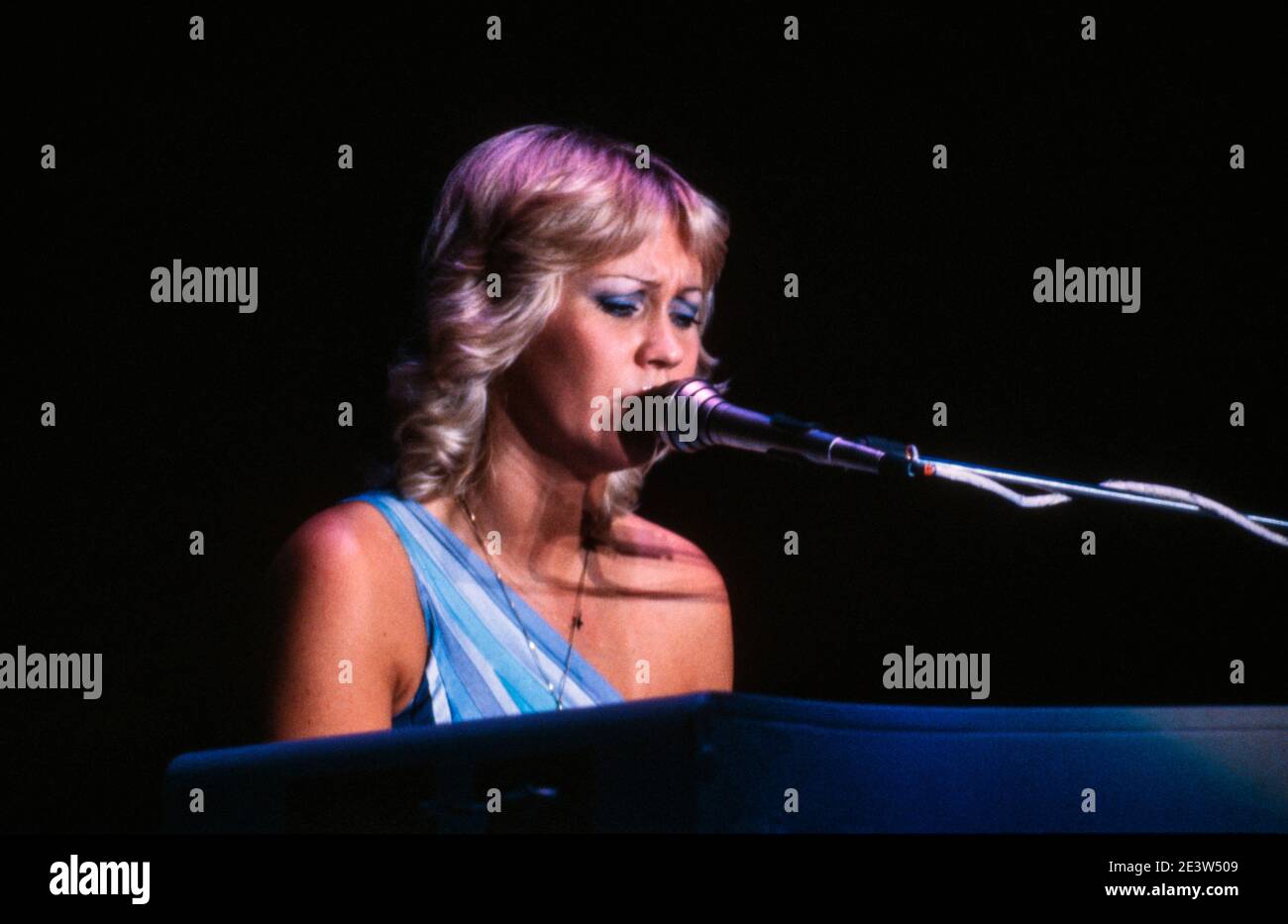 NETHERLANDS, ROTTERDAM, OCT 24, 1979: Agnetha Faltskog of ABBA live on stage at the only concert they ever did in The Netherlands. Stock Photo