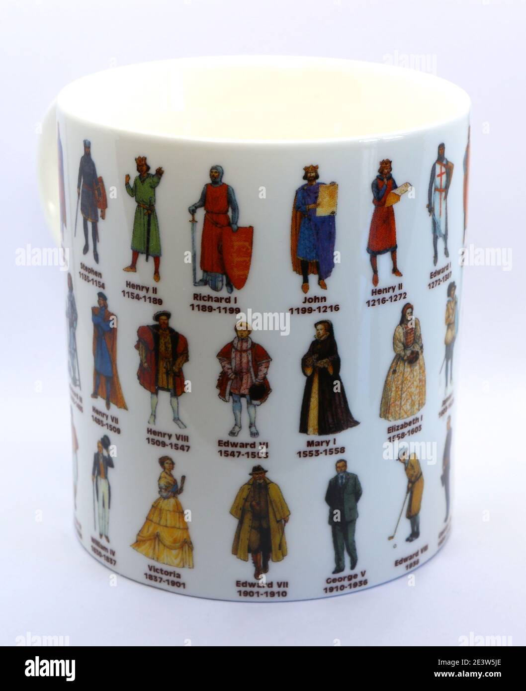 Photo of a White Souvenir mug Kings and Queens of England in three rows