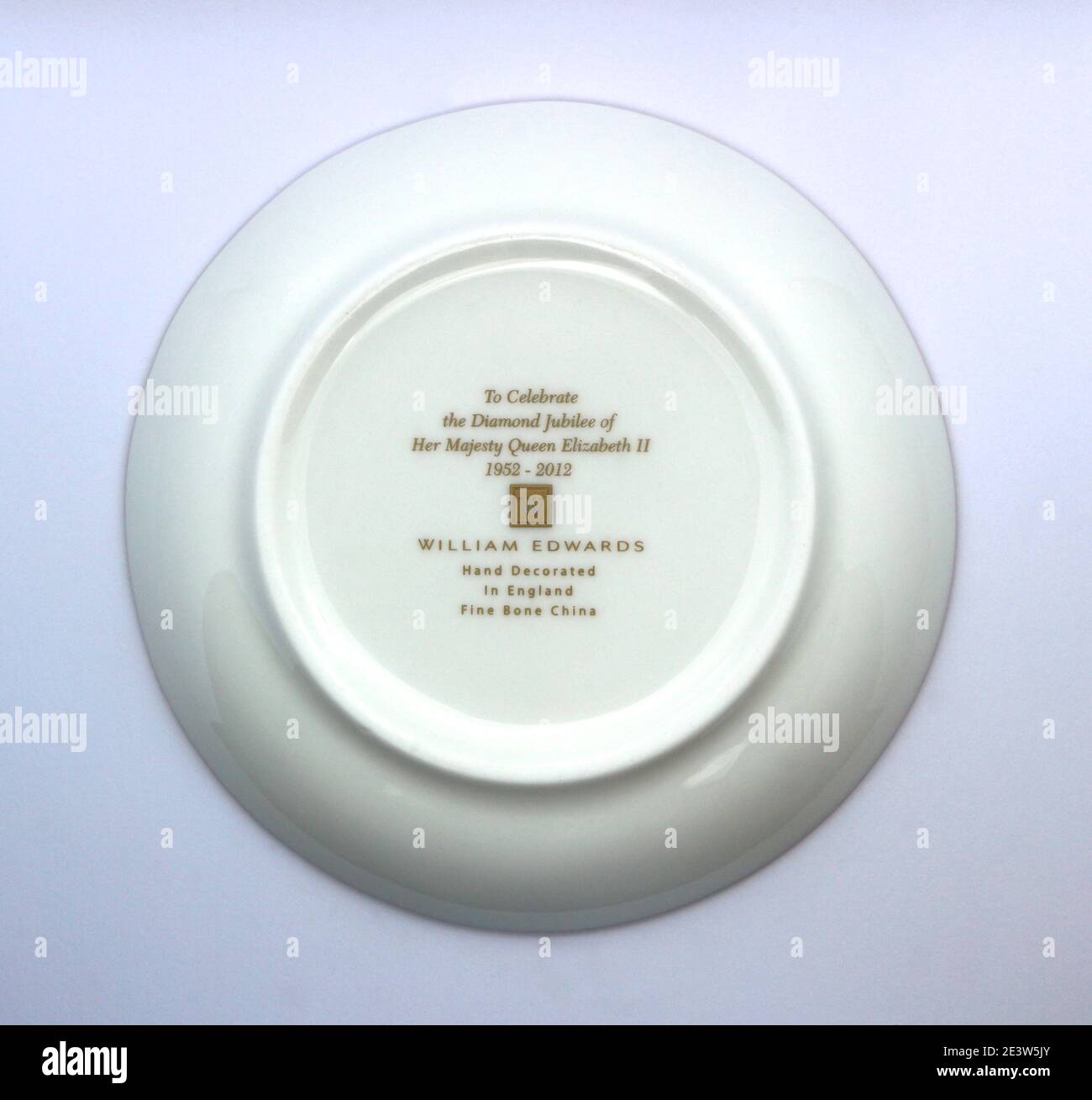 Underside of a hand decorated fine bone china plate by William Edwards to celebrate the diamond