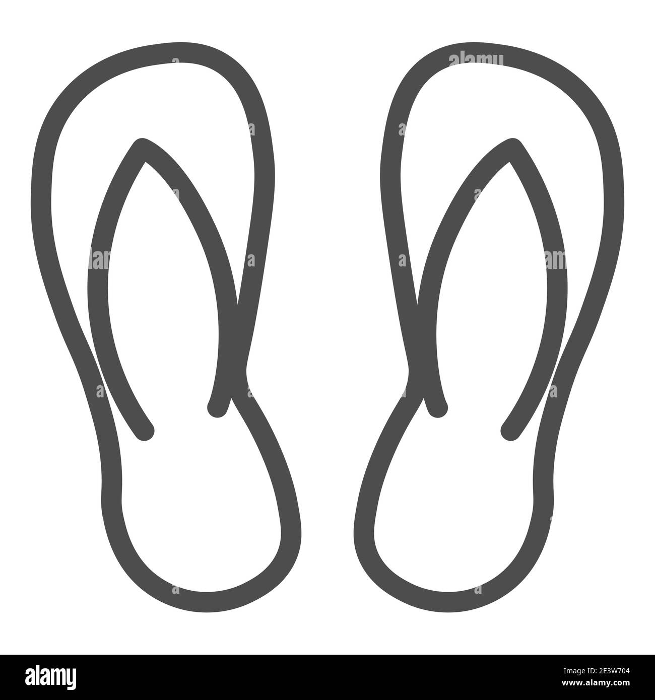 Flip flops line icon, Summer concept, Beach slippers sign on white background, Summer footwear icon in outline style for mobile concept and web design Stock Vector