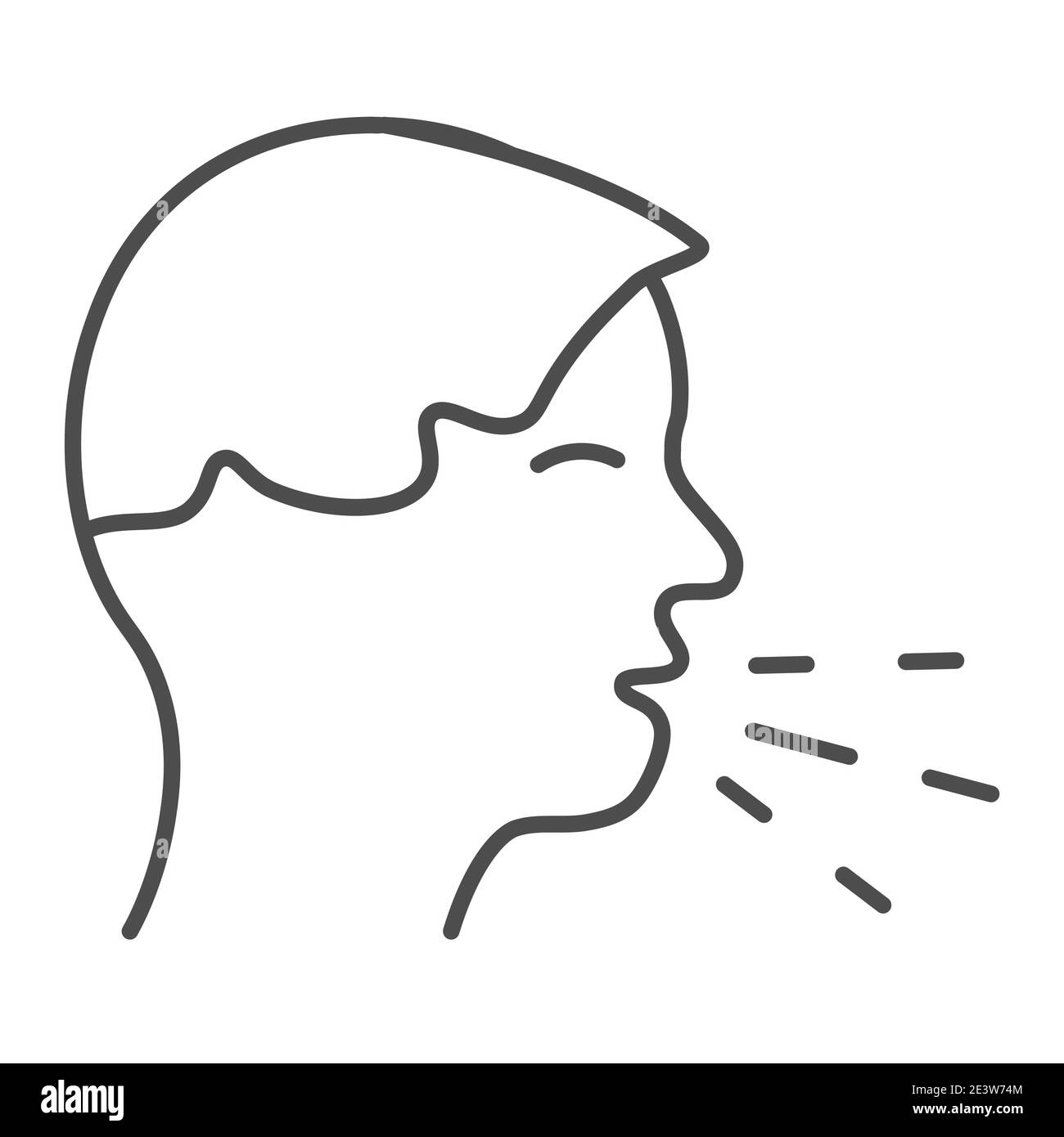 Cough thin line icon, coronavirus epidemic concept, Sick man coughing