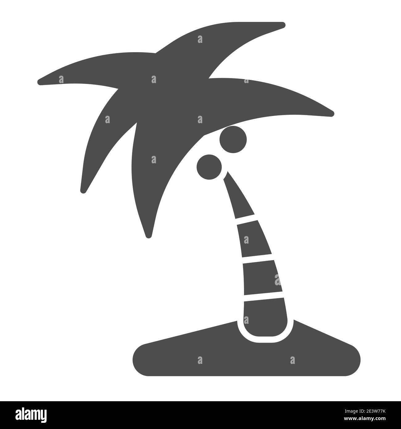 Palm solid icon, Summer concept, Palm tree silhouette on island sign on white background, Coconut palm tree icon in glyph style for mobile concept and Stock Vector