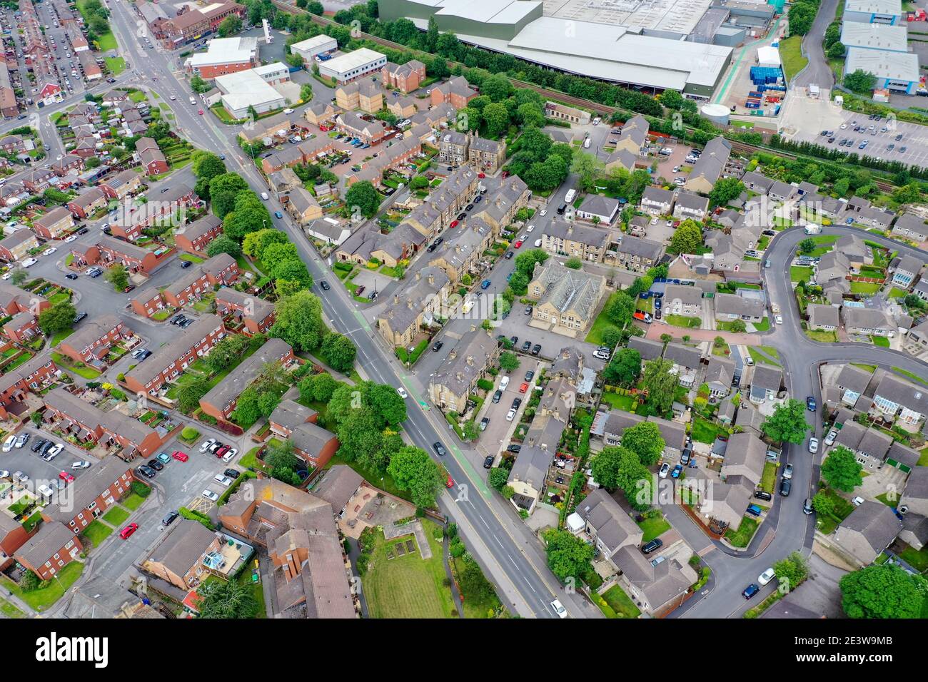 Aerial photo of the village of Pudsey in Leeds West Yorkshire showing a