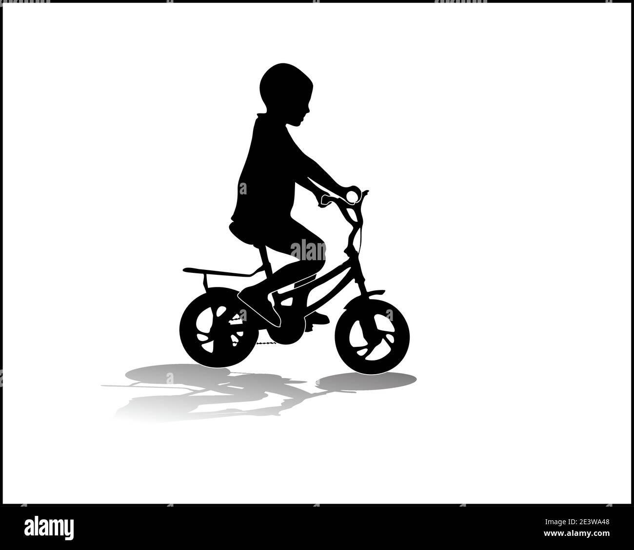 Boy on a bike — Vector silhouette Stock Vector
