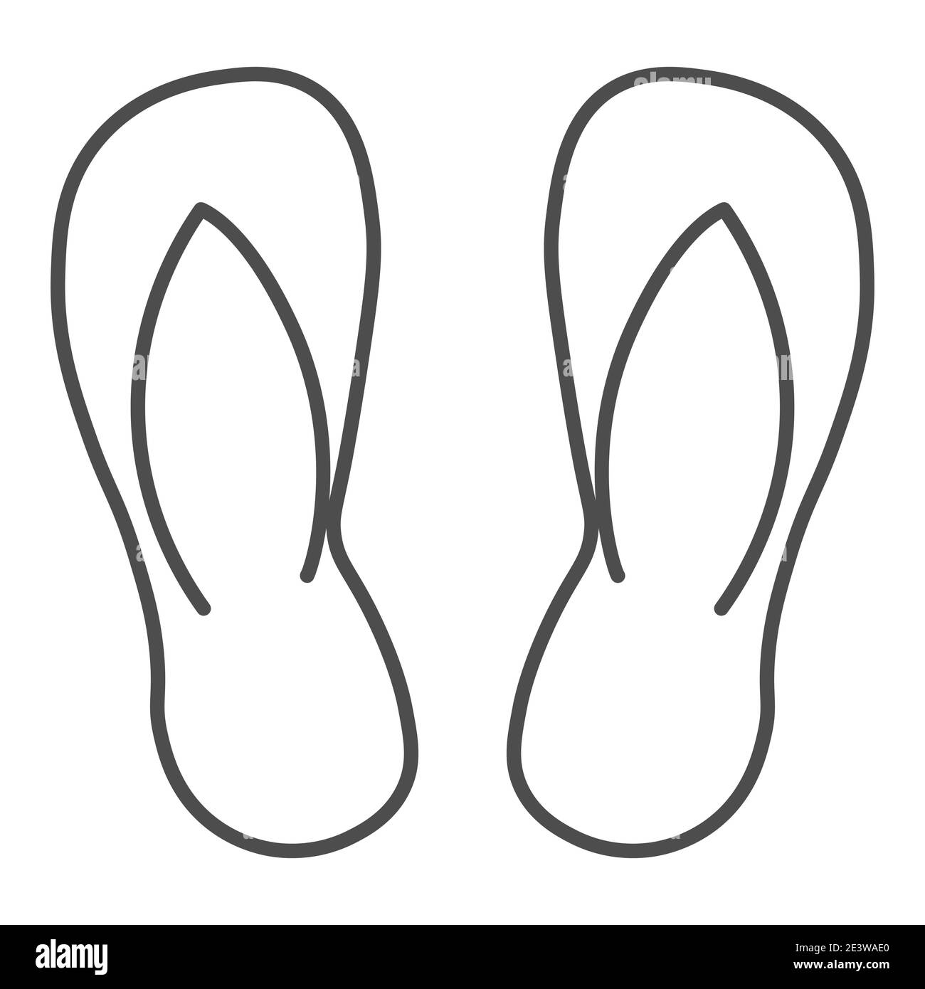 Flip flops thin line icon, Summer concept, Beach slippers sign on white background, Summer footwear icon in outline style for mobile concept and web Stock Vector