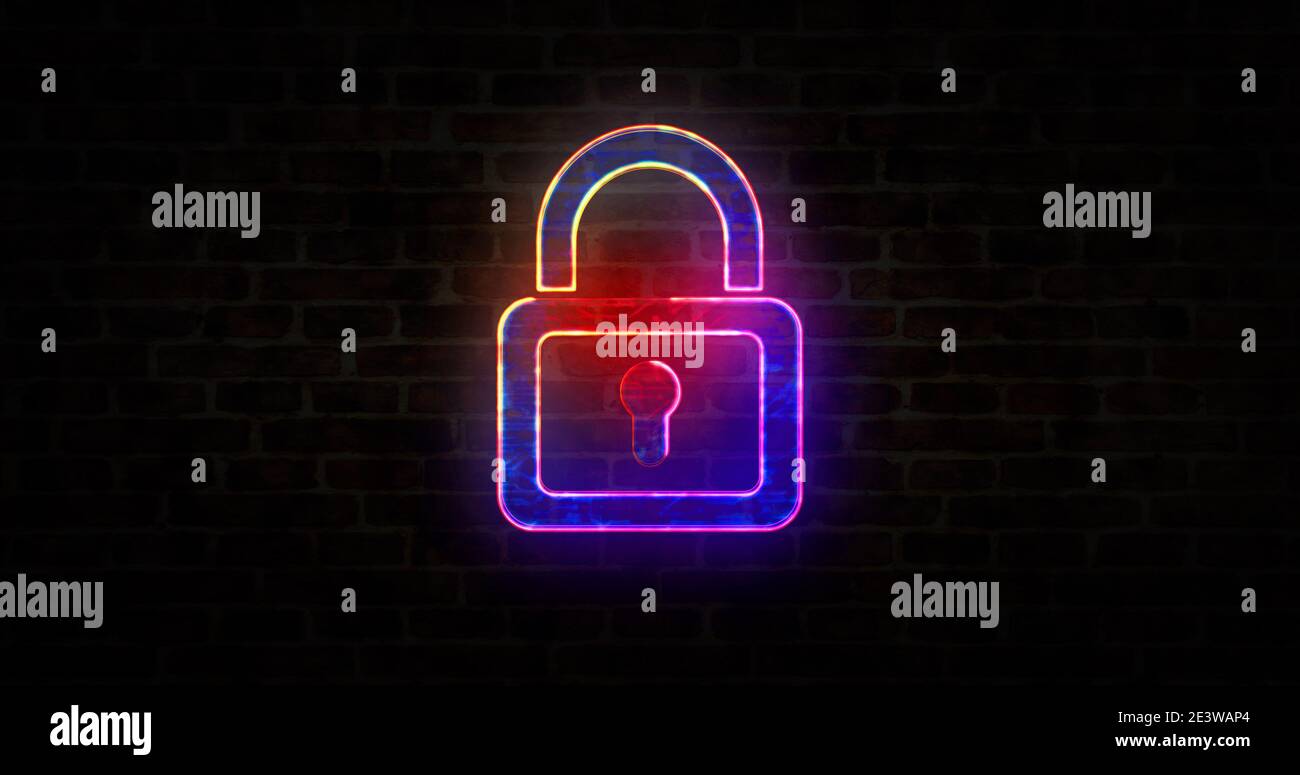 Cyber security with padlock symbol, computer protection and system ...