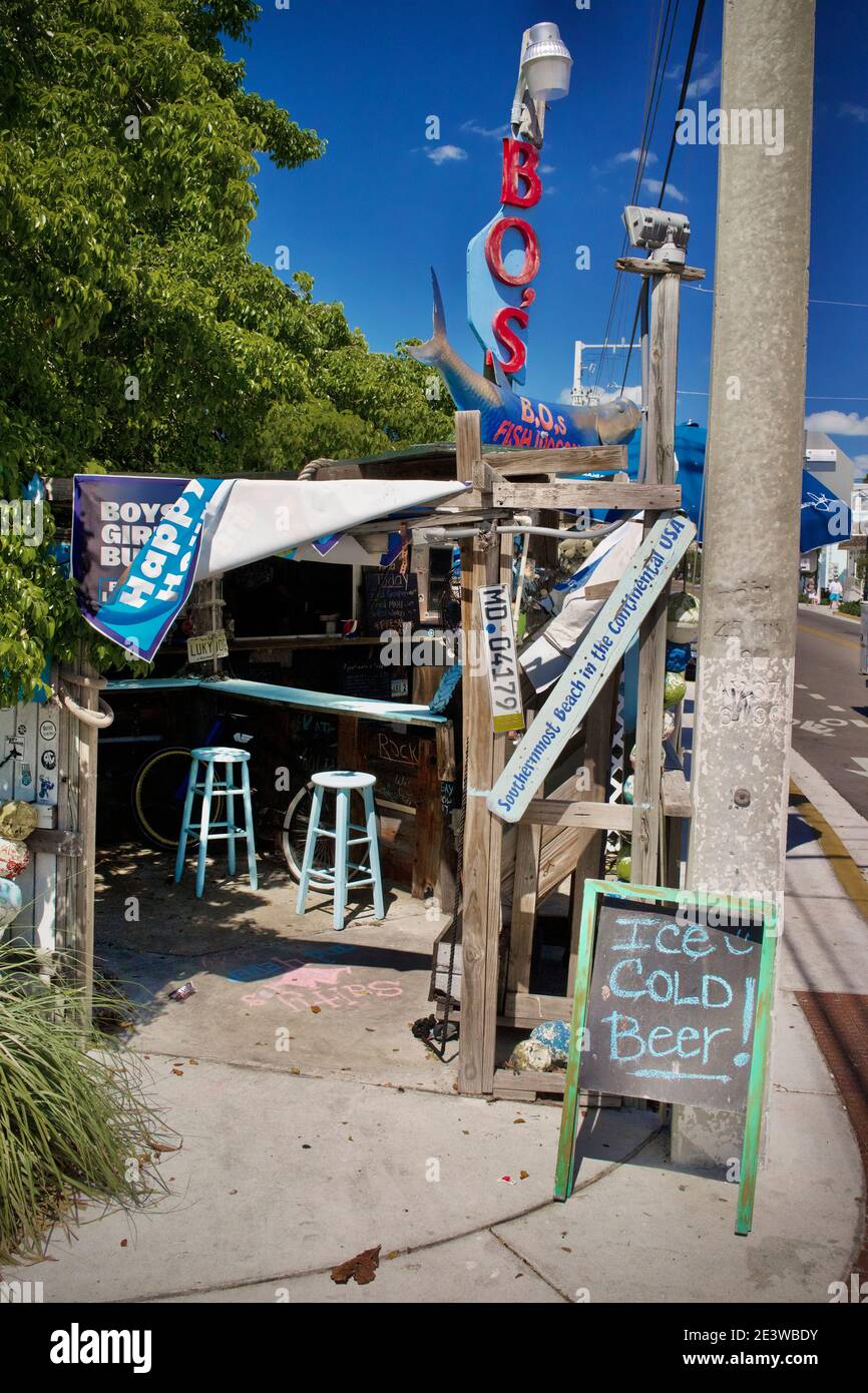 Bo's Fish Wagon restaurant in Key West, FL, USA. Famous destination location. Stock Photo