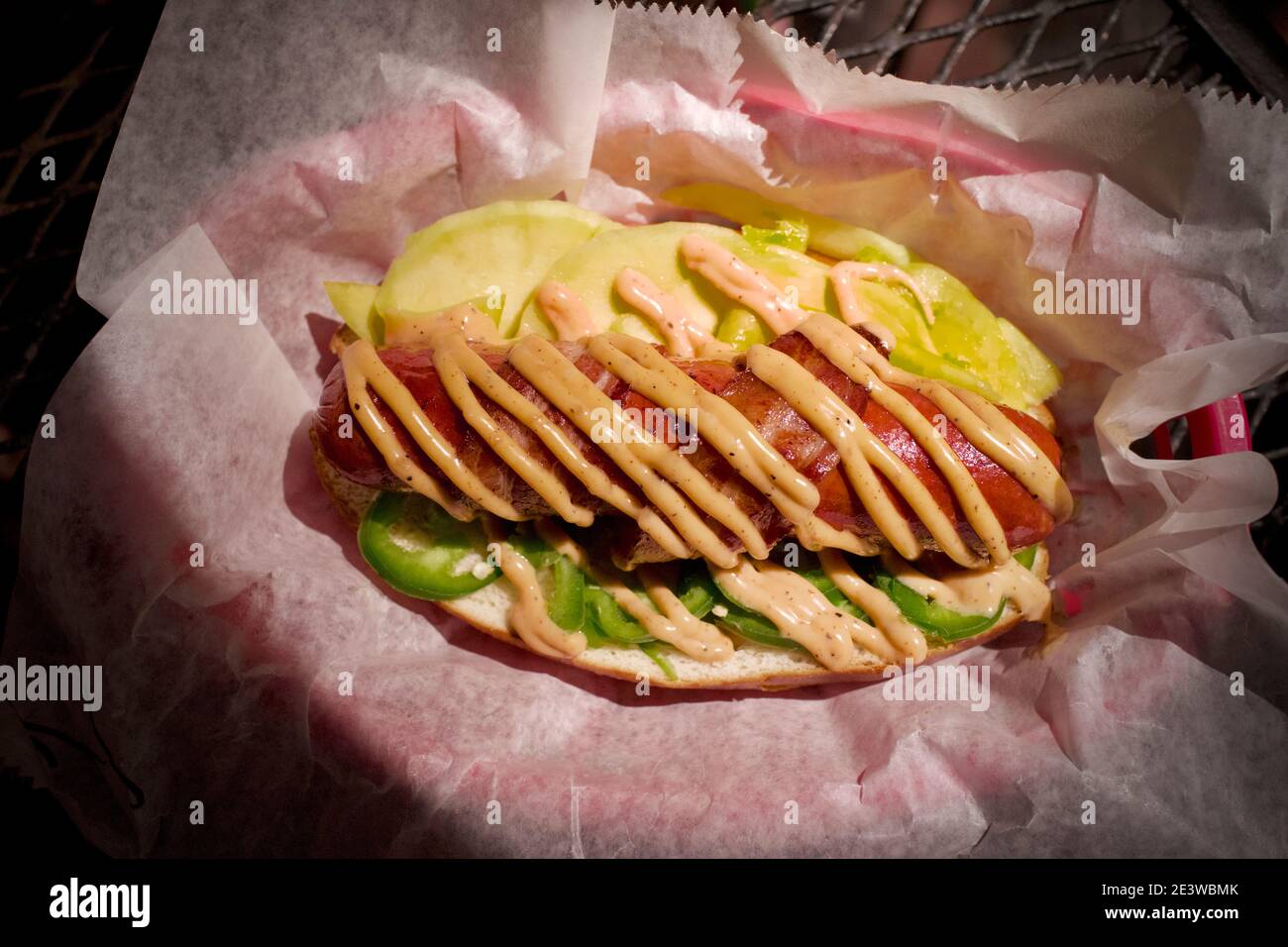 Garbo's Grill, Kogidog, 1/4 pound, all beef hot dog in Key West, FL, USA.  Famous destination location Stock Photo - Alamy