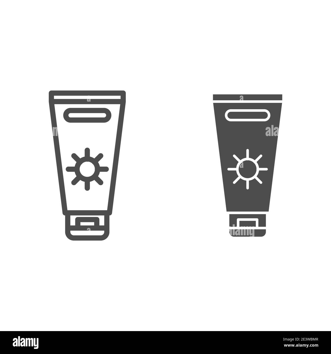 Sunblock cream line and solid icon, Summer concept, Sunscreen sign on ...