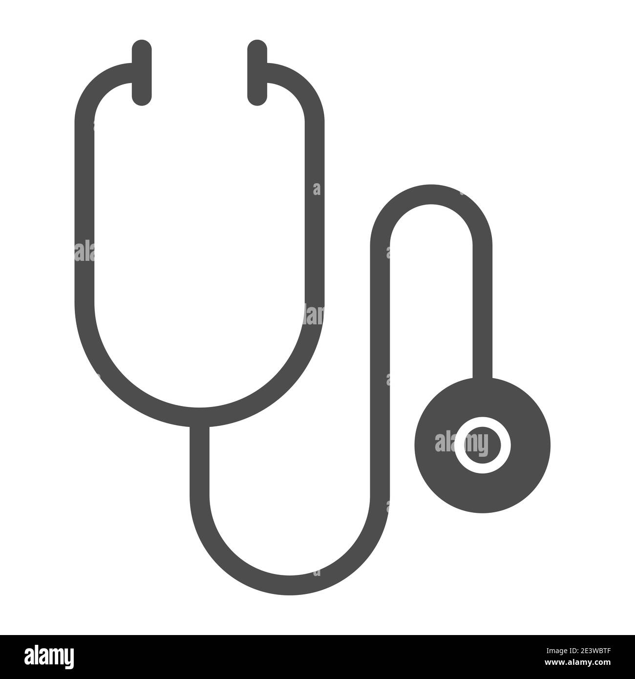 Stethoscope solid icon, healthcare concept, medical instrument for