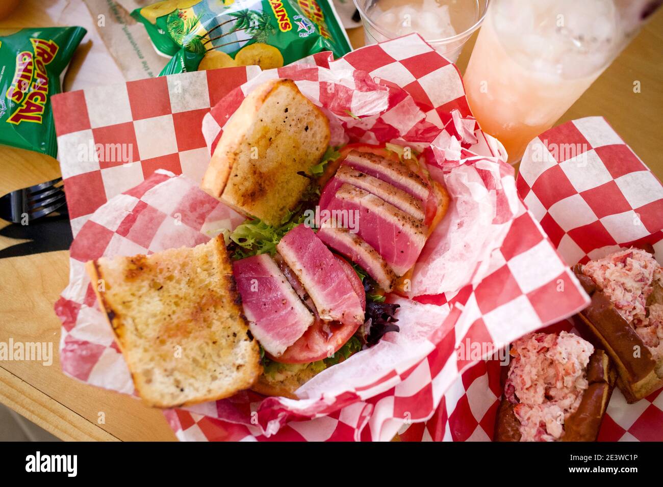Seared Tuna sandwiches and lobster rolls at the Casa Marina Resort in Key West, FL, USA. Famous destination location. Stock Photo