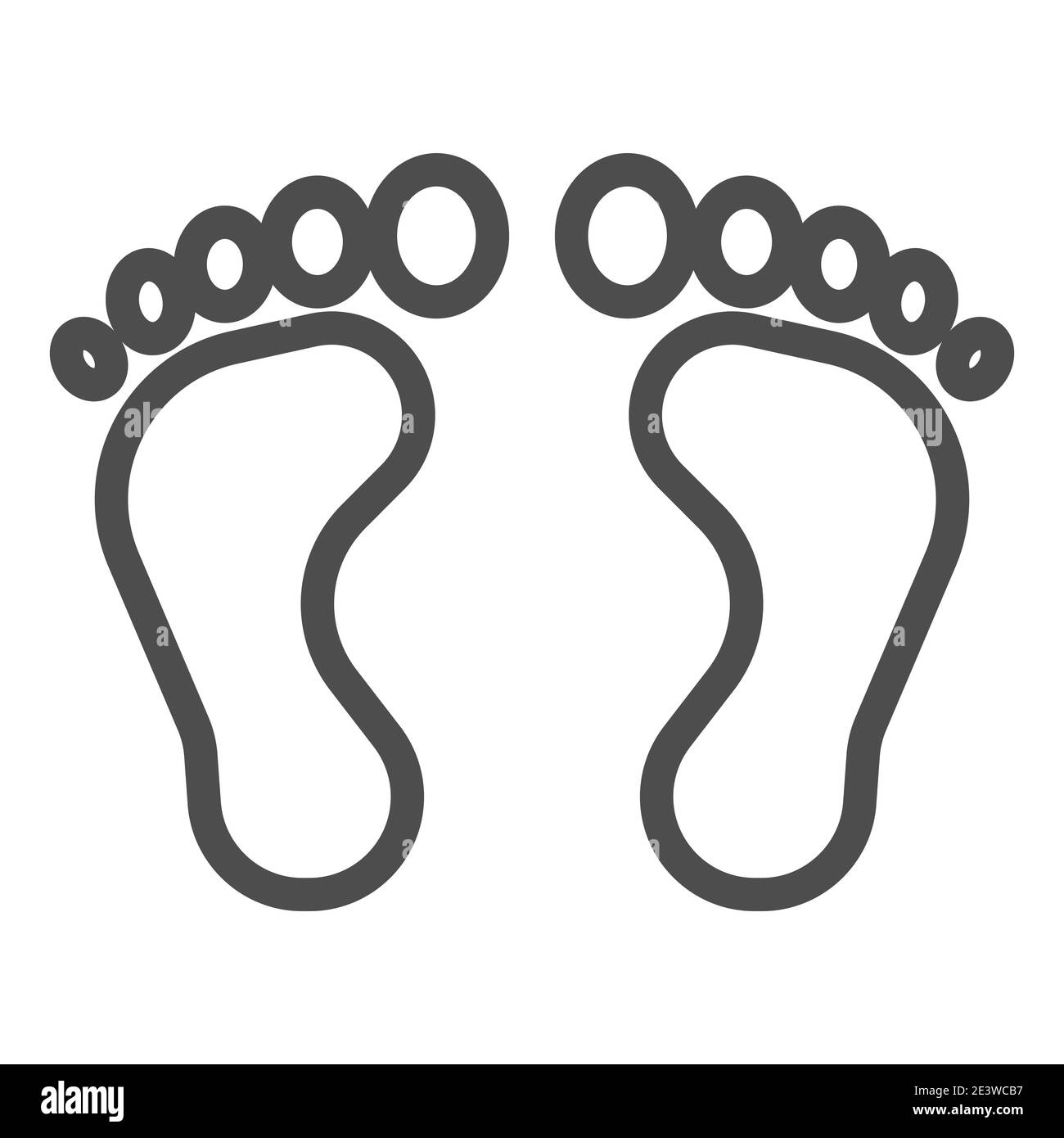 Feet line icon, human body concept, bare foot print sign on white