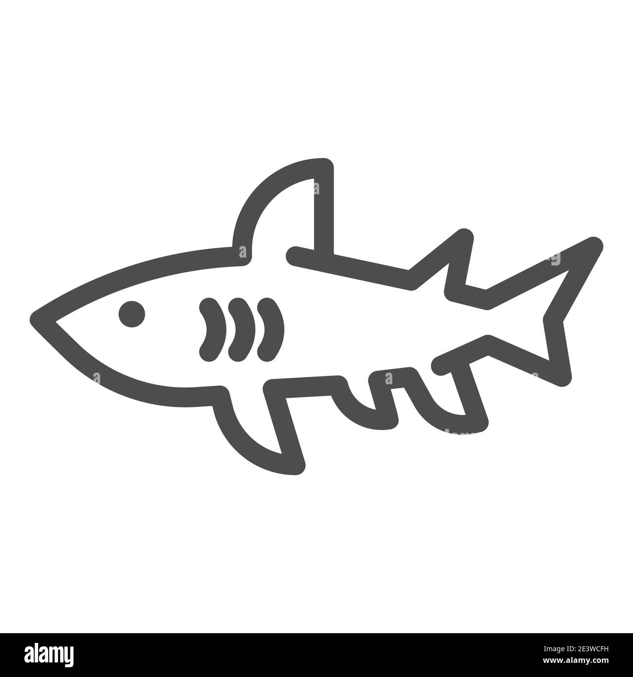Shark line icon, marine concept, danger predatory fish sign on white ...