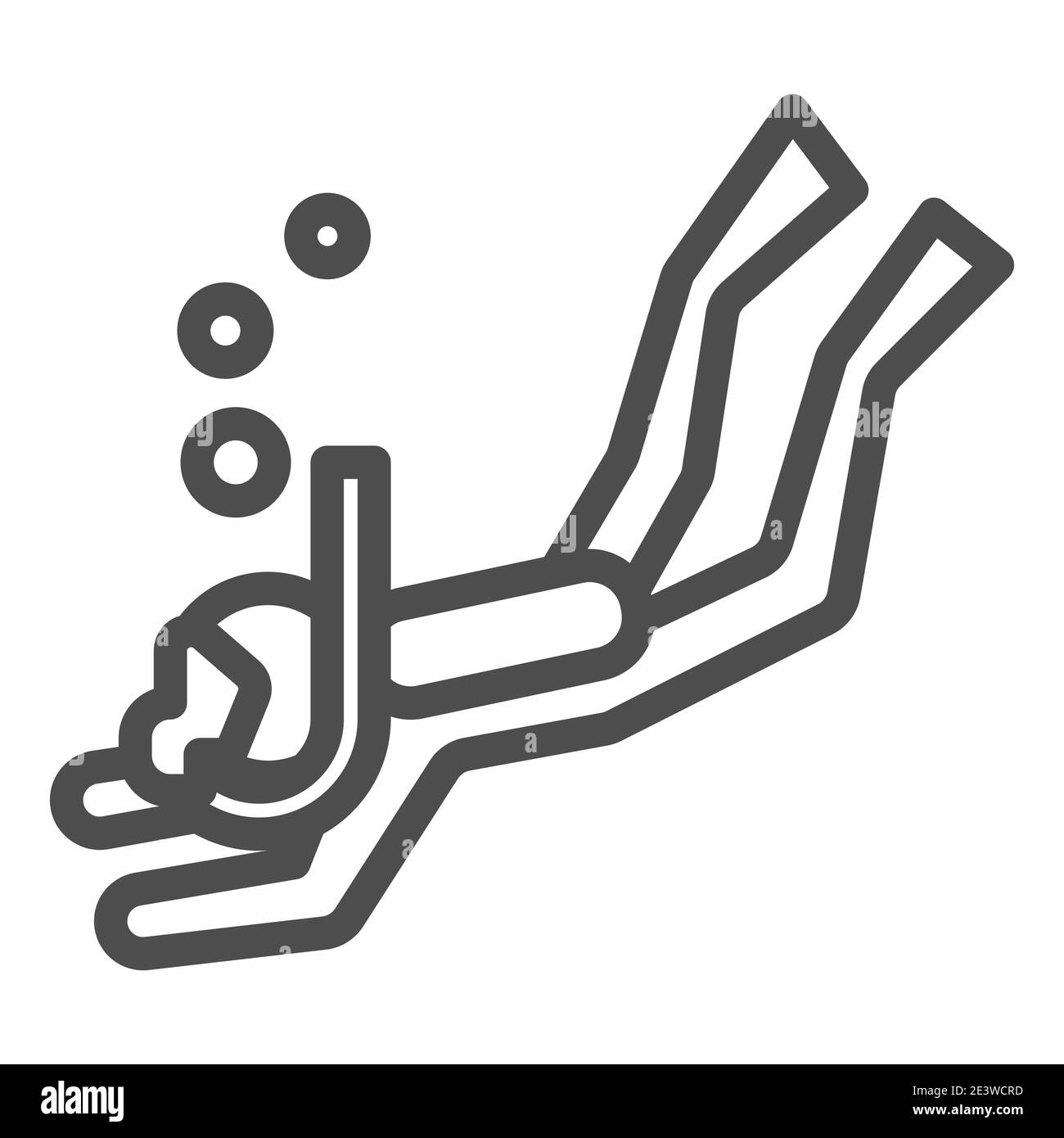 Diver line icon, underwater sport concept, Swimming diver in deep