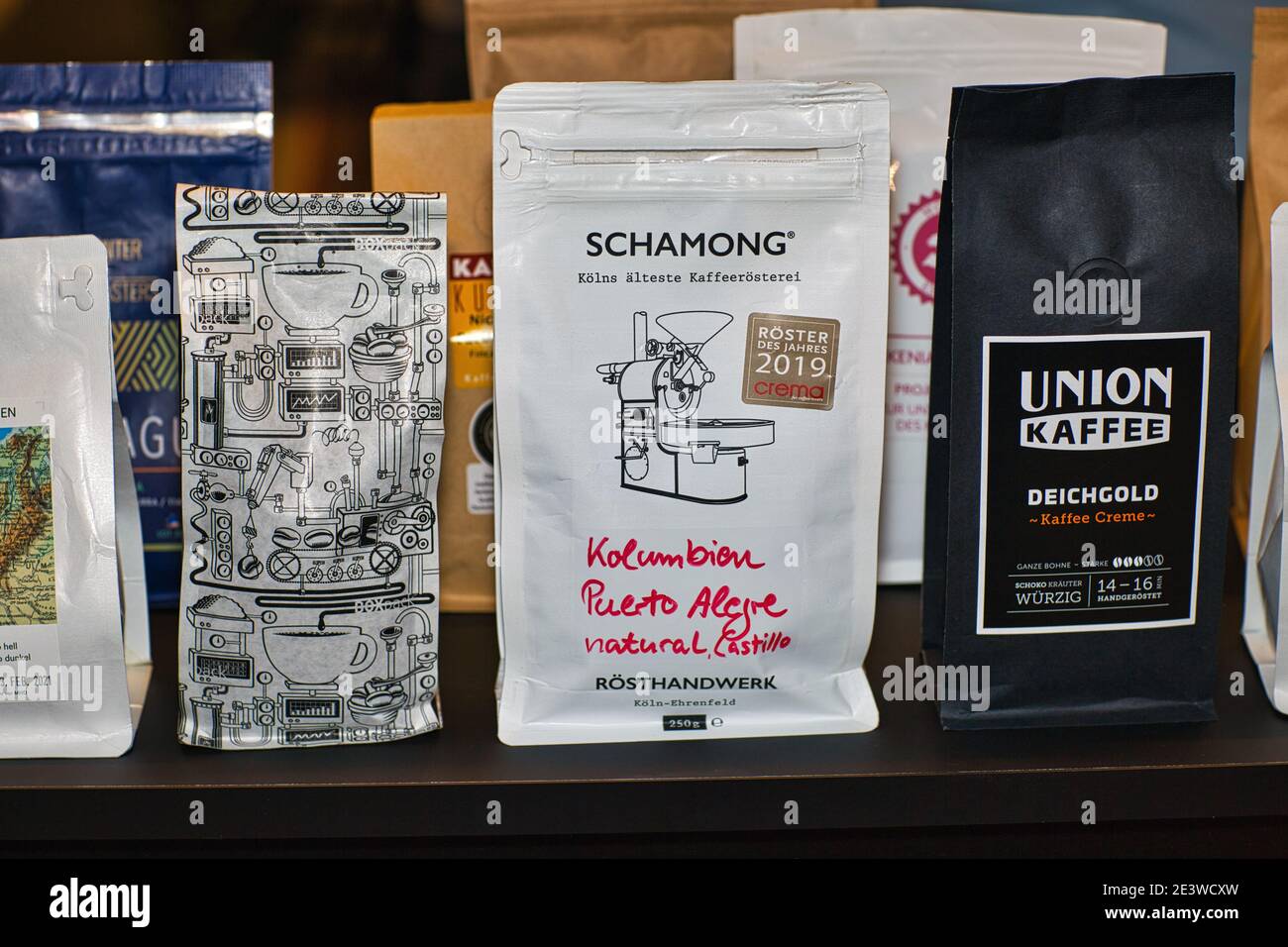 Artisan specialty coffee bags Stock Photo