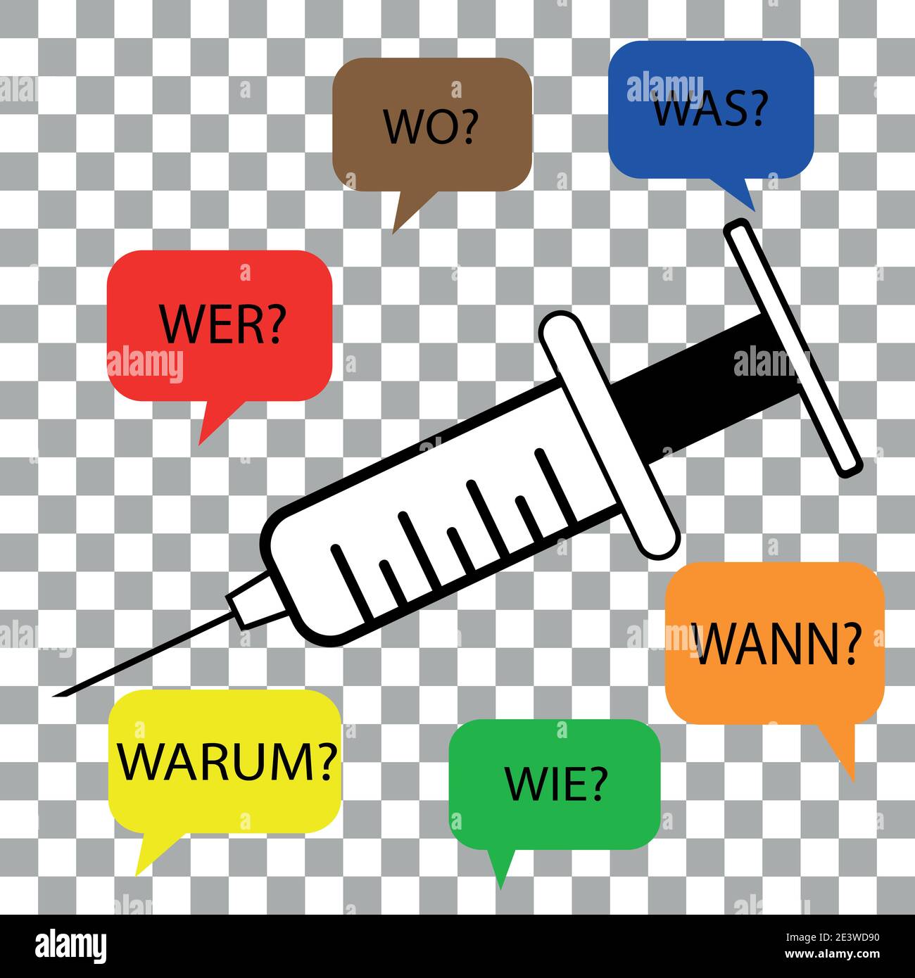 Black and white syringe vaccine symbol vector question Stock Vector