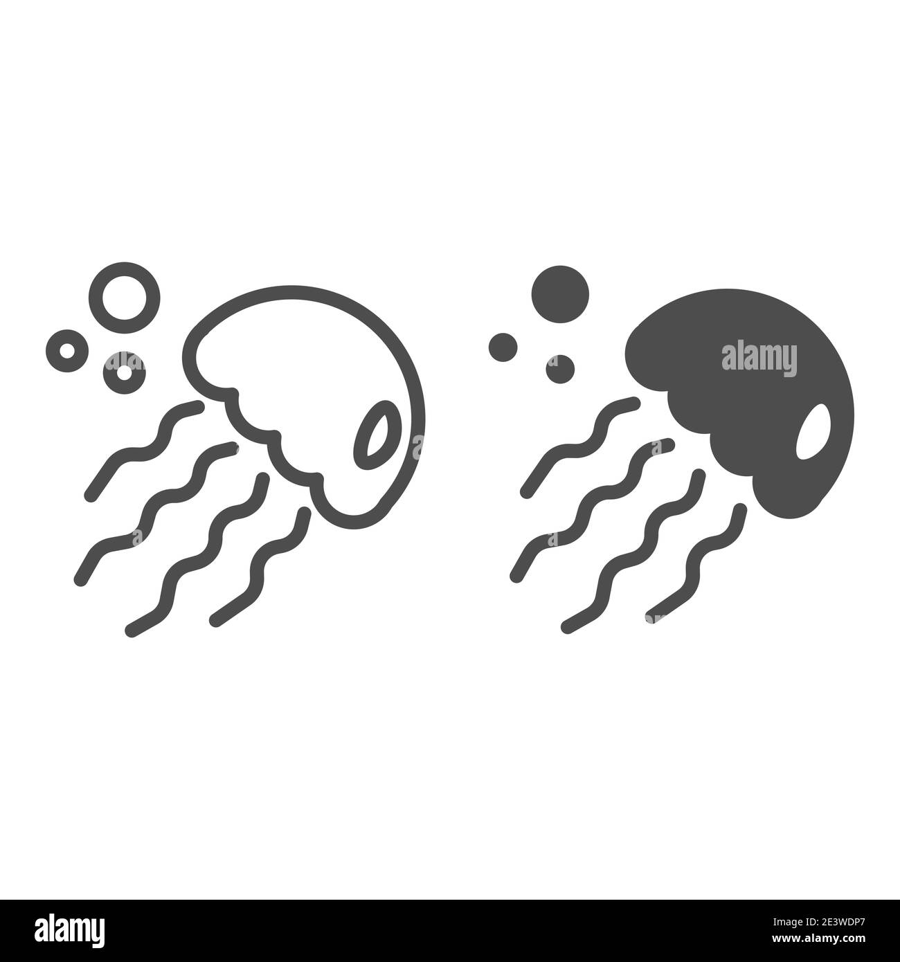 Jellyfish line and solid icon, ocean concept, medusa sign on white background, sea jelly icon in outline style for mobile concept and web design Stock Vector