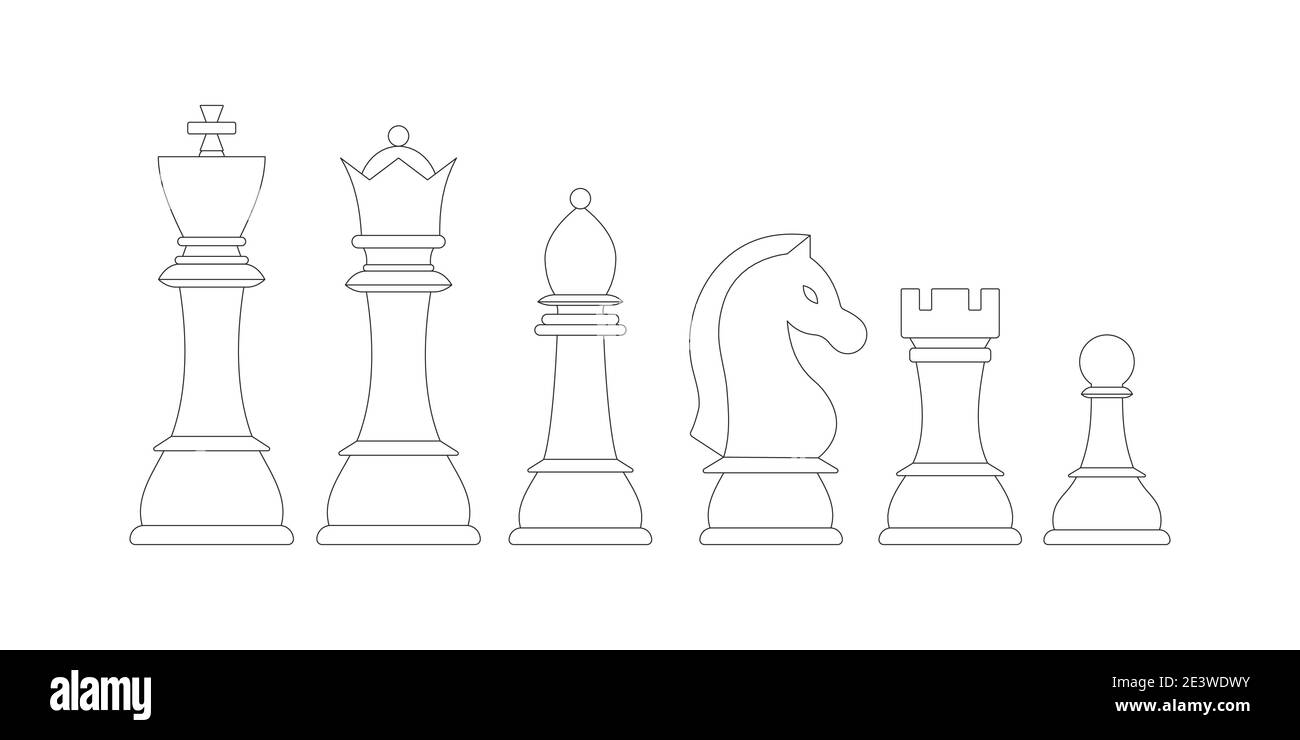 Chess pieces line collection. Chess game icon set. Simple flat set of chess  game Stock Vector Image & Art - Alamy