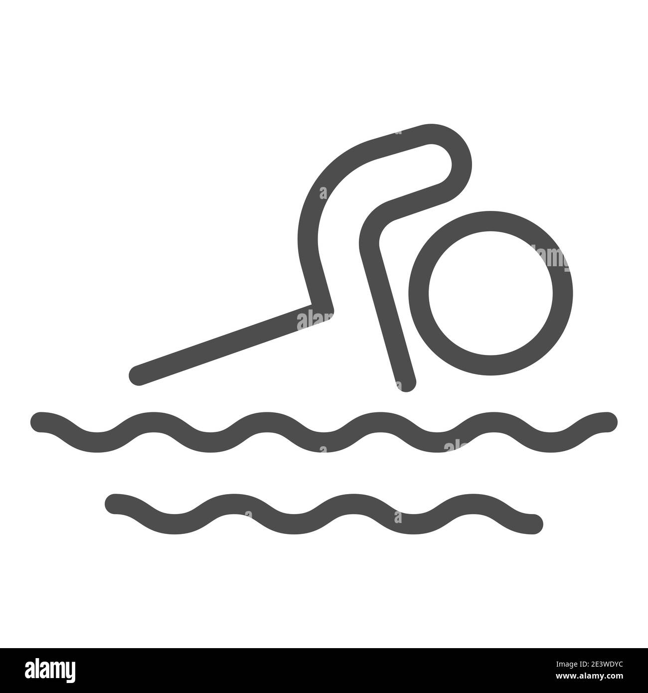 Man swims in sea line icon, Summer concept, Swimming sign on white ...