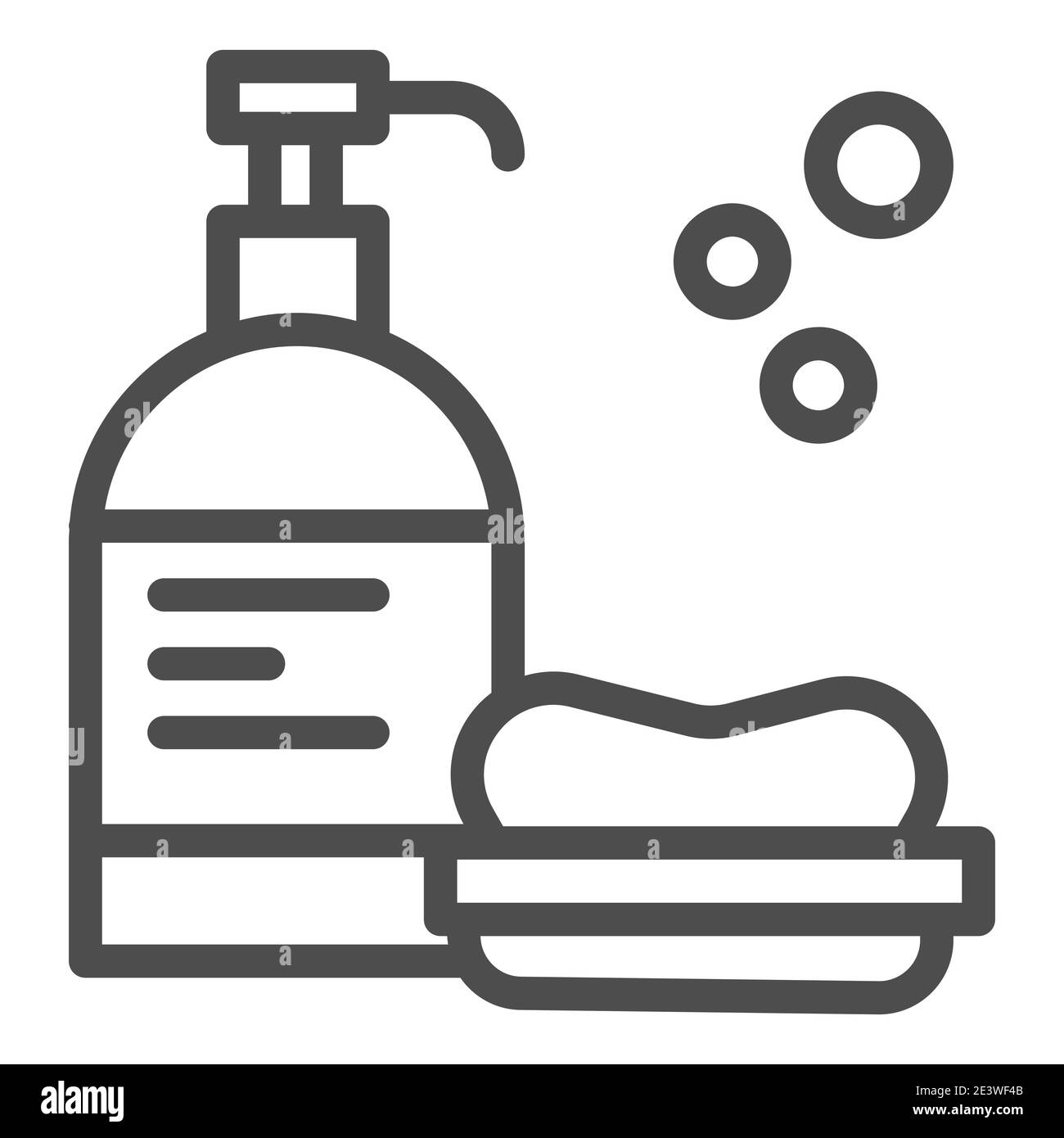 Licquid gel and soap line icon, Personal hygiene concept, Hand soap and lotion sign on white background, bathing stuff icon set in outline style for Stock Vector