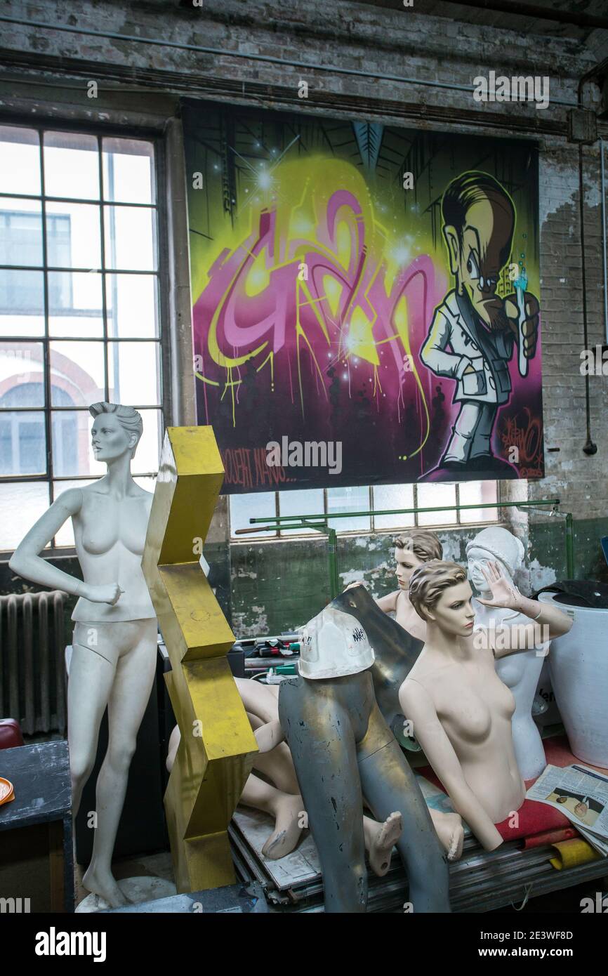 graffiti and mannequins Stock Photo